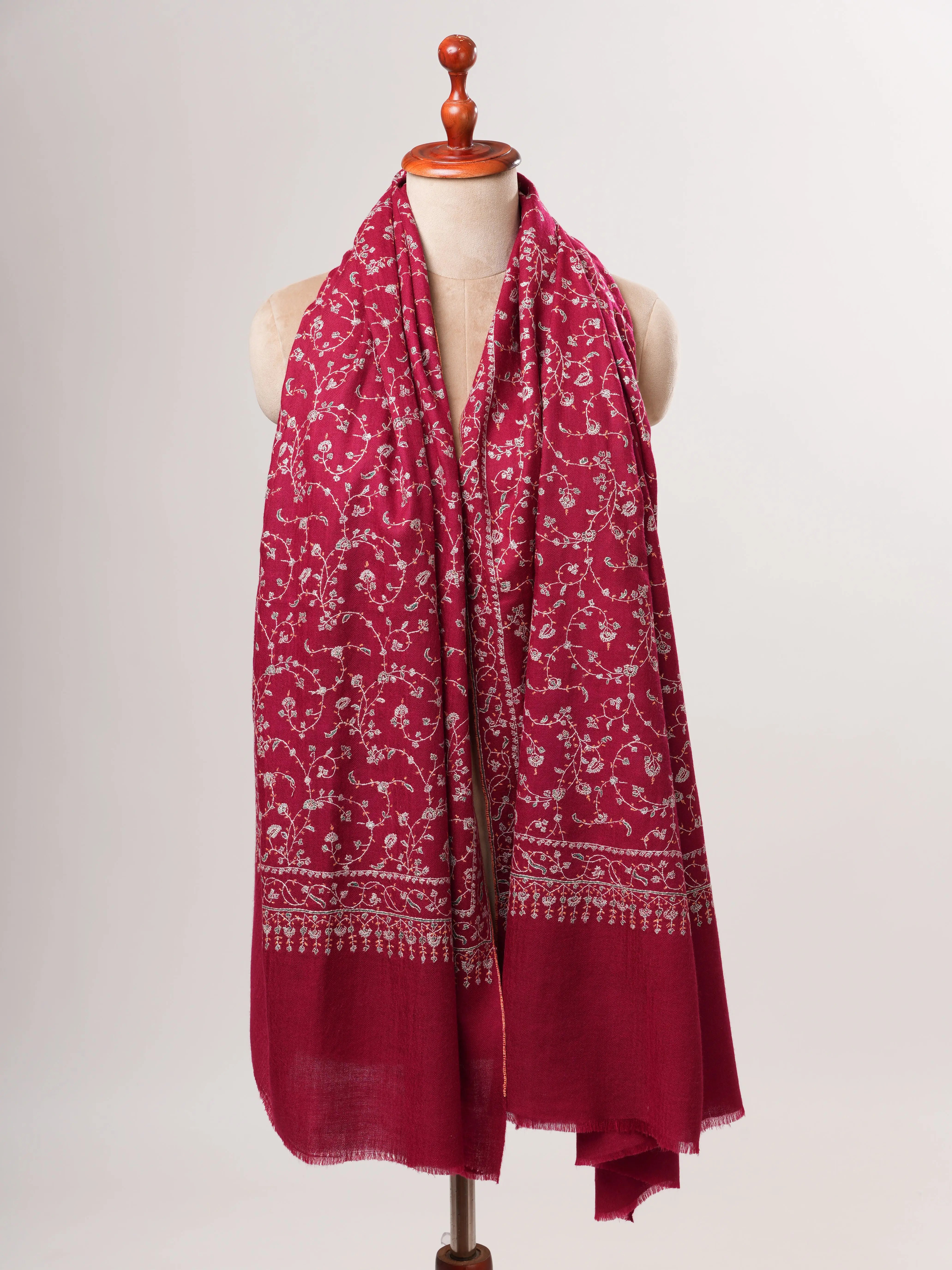 Pure Kashmiri Pashmina Shawl with Fine Jali Needlework Shahkaar