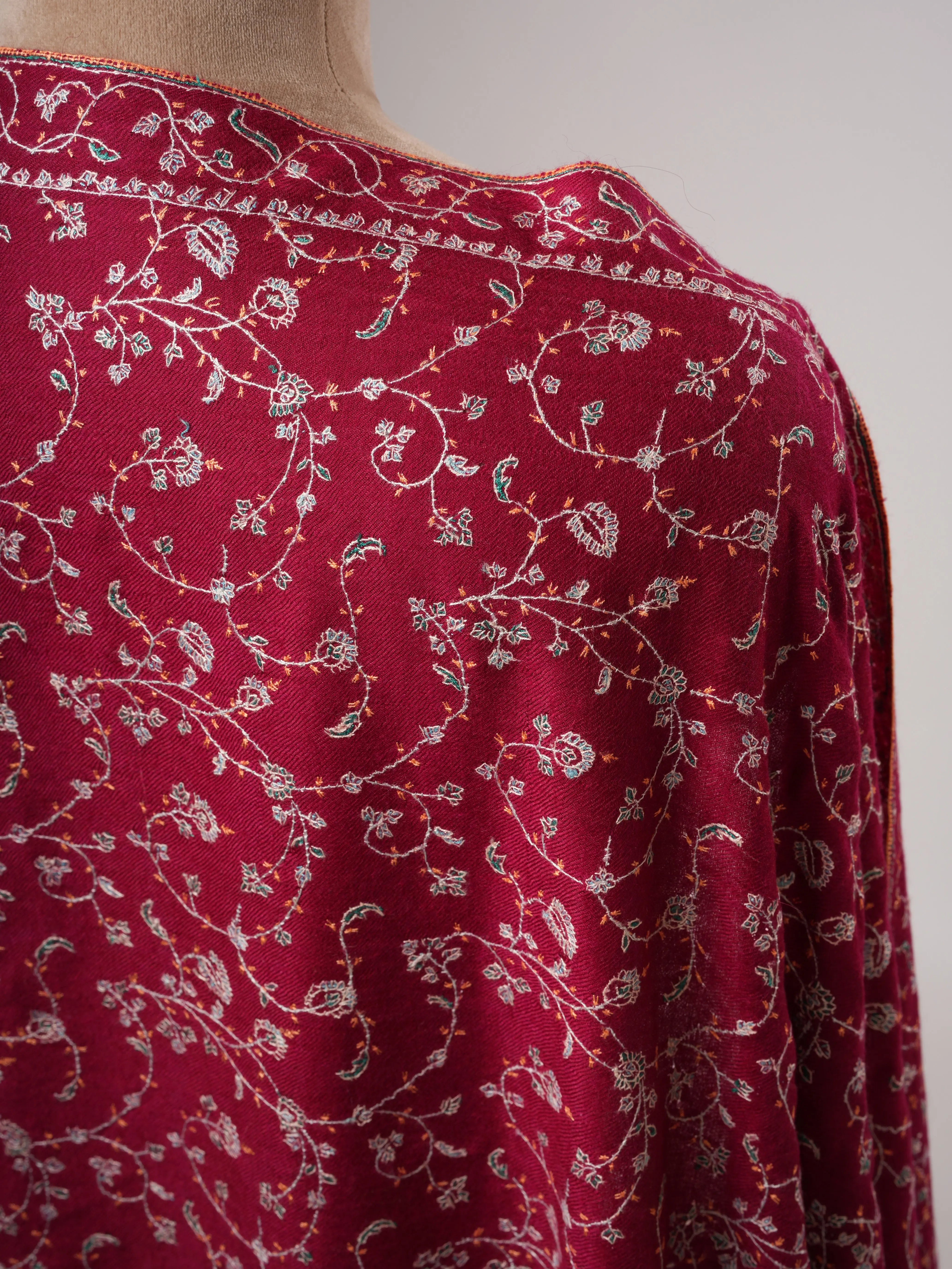 Pure Kashmiri Pashmina Shawl with Fine Jali Needlework Shahkaar