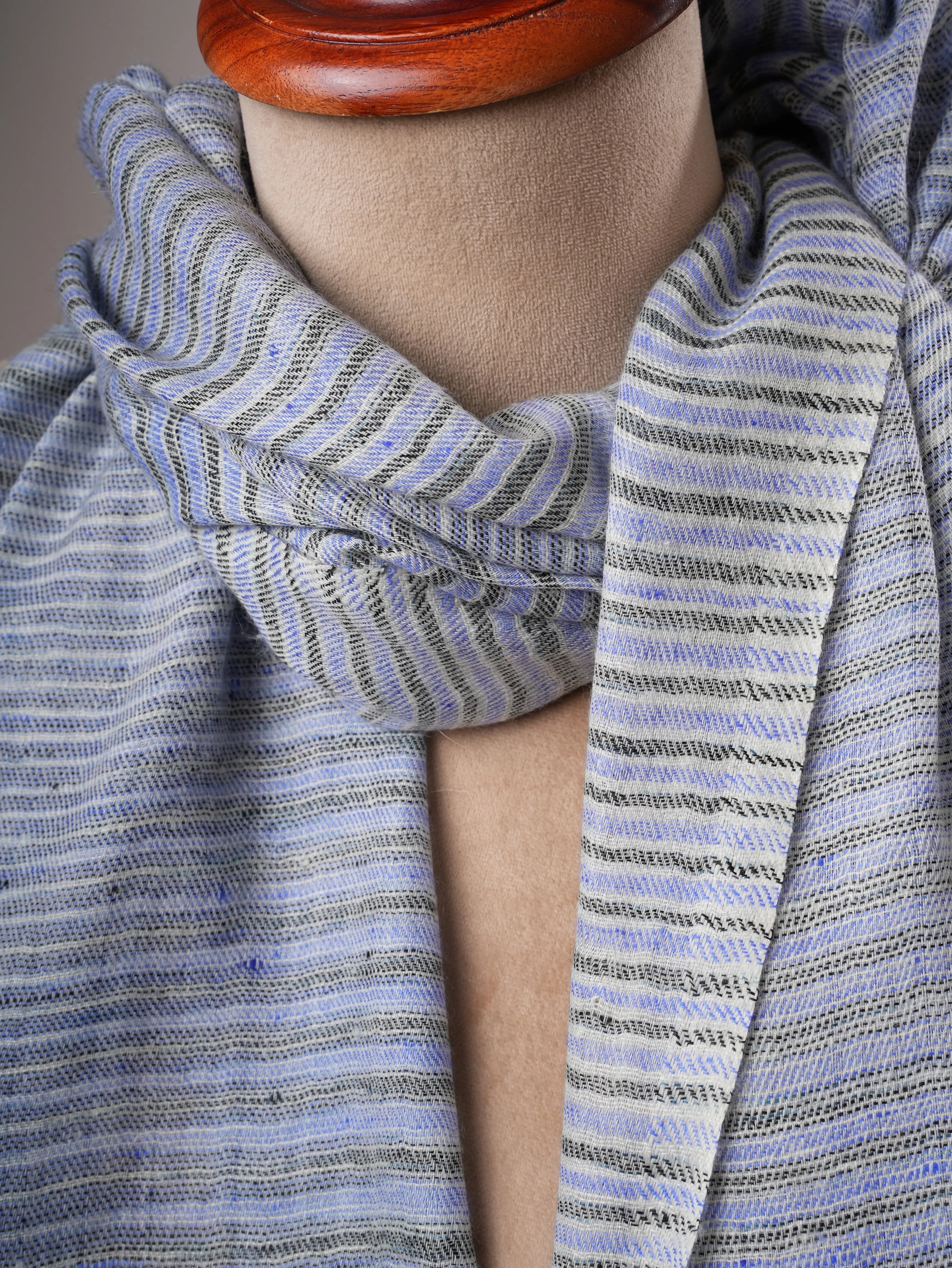 Featherlight Baby Blue Handwoven Cashmere Scarf Shahkaar