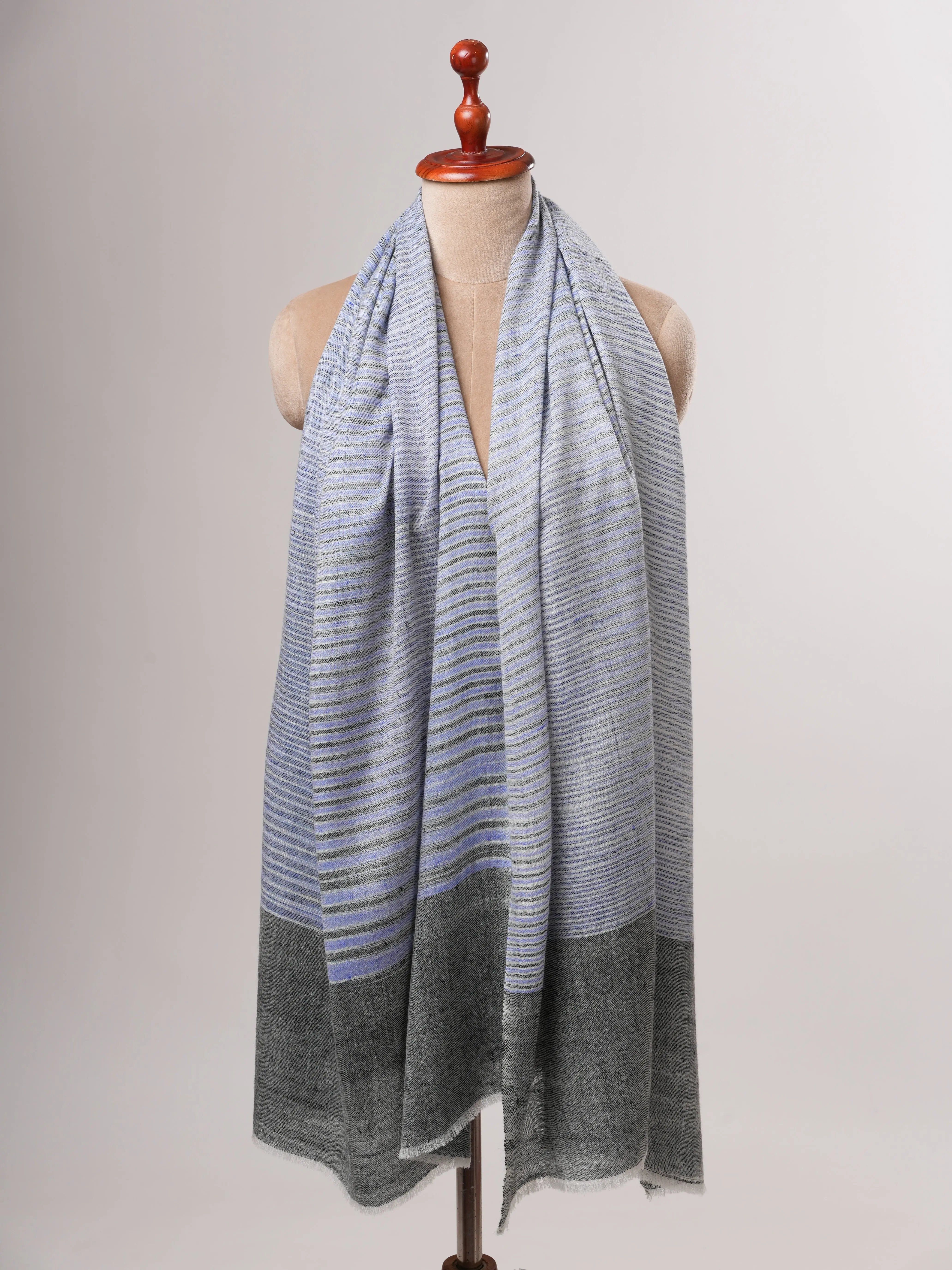 Featherlight Baby Blue Handwoven Cashmere Scarf Shahkaar
