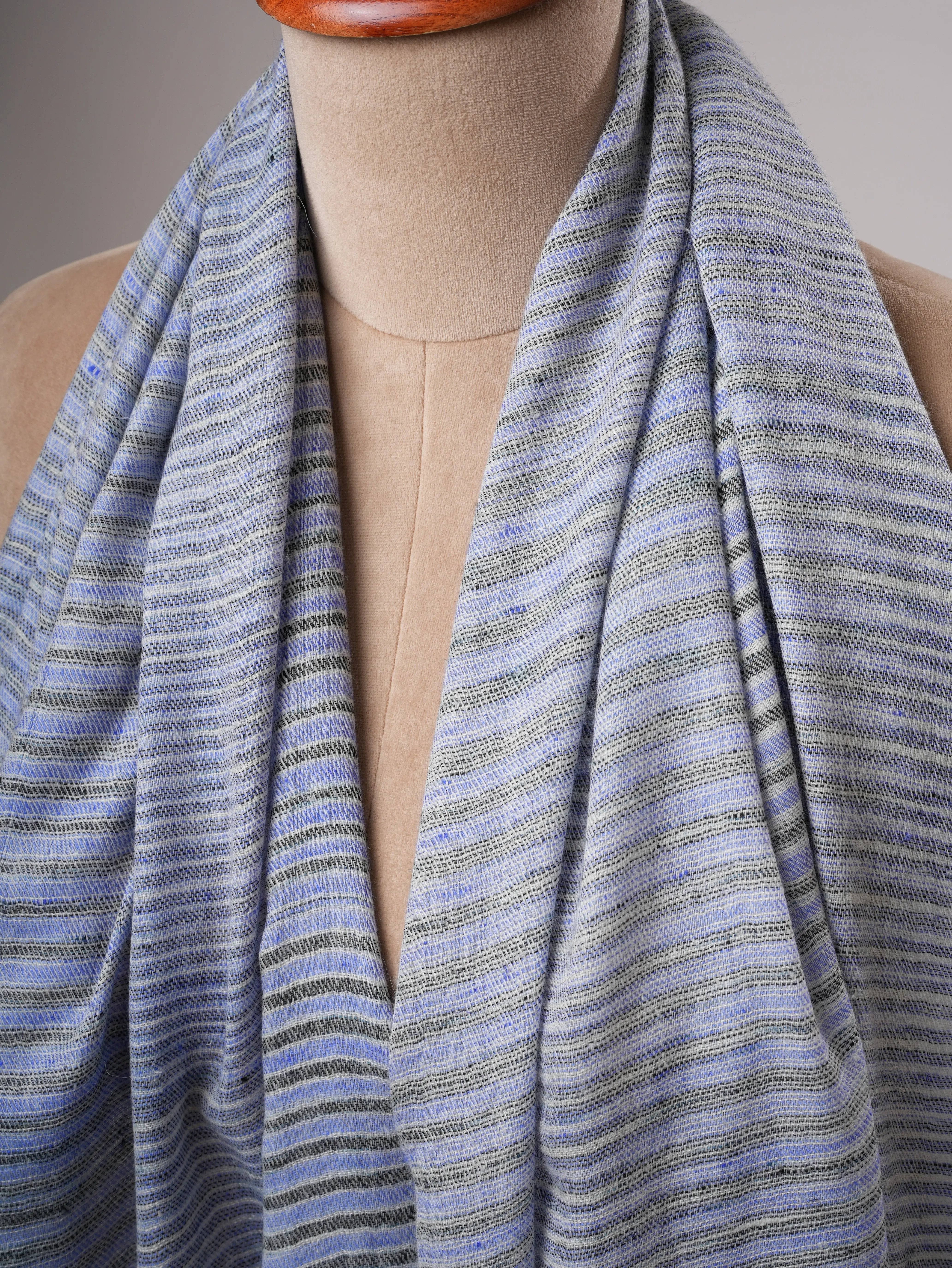 Featherlight Baby Blue Handwoven Cashmere Scarf Shahkaar