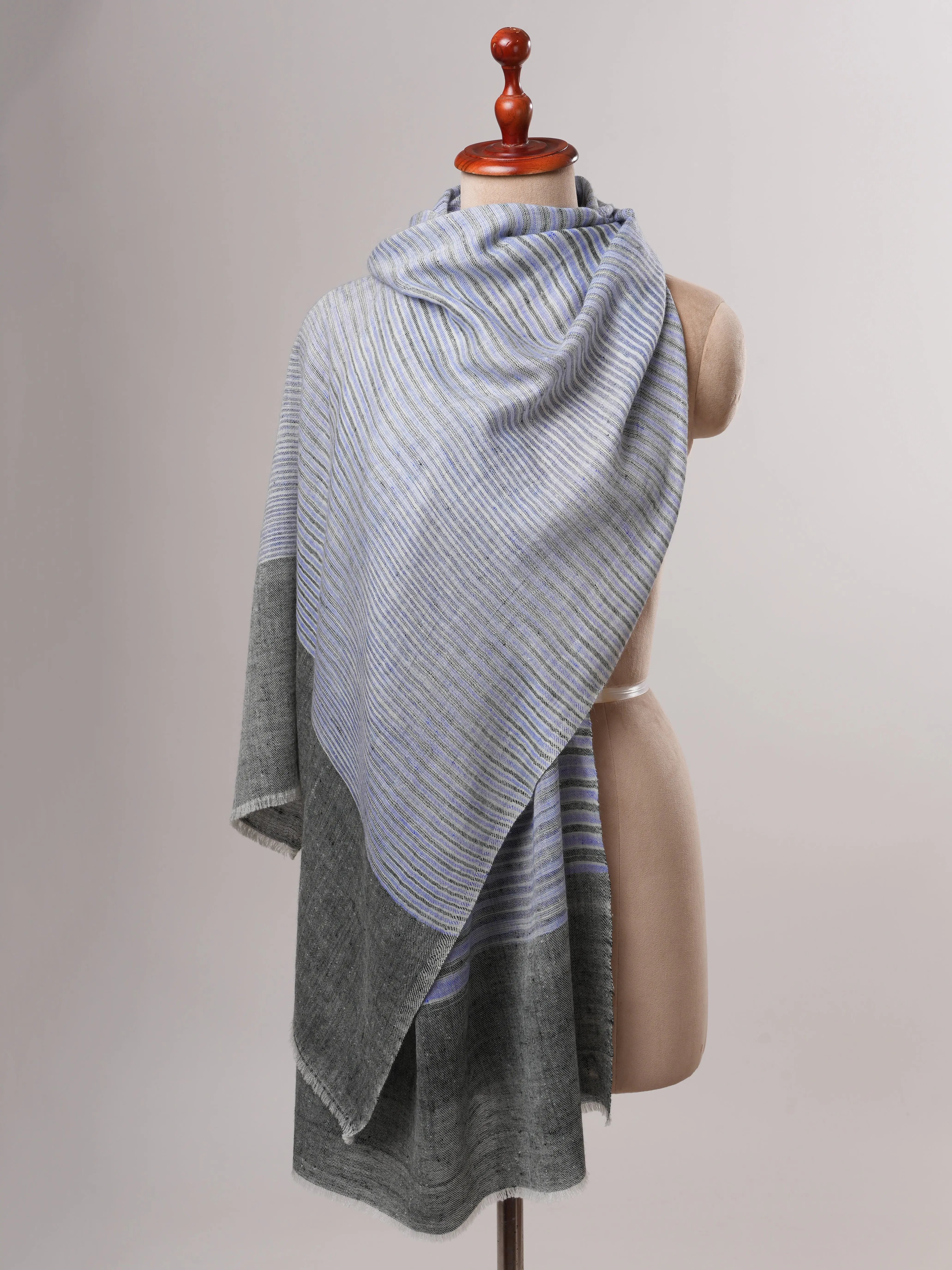 Featherlight Baby Blue Handwoven Cashmere Scarf Shahkaar