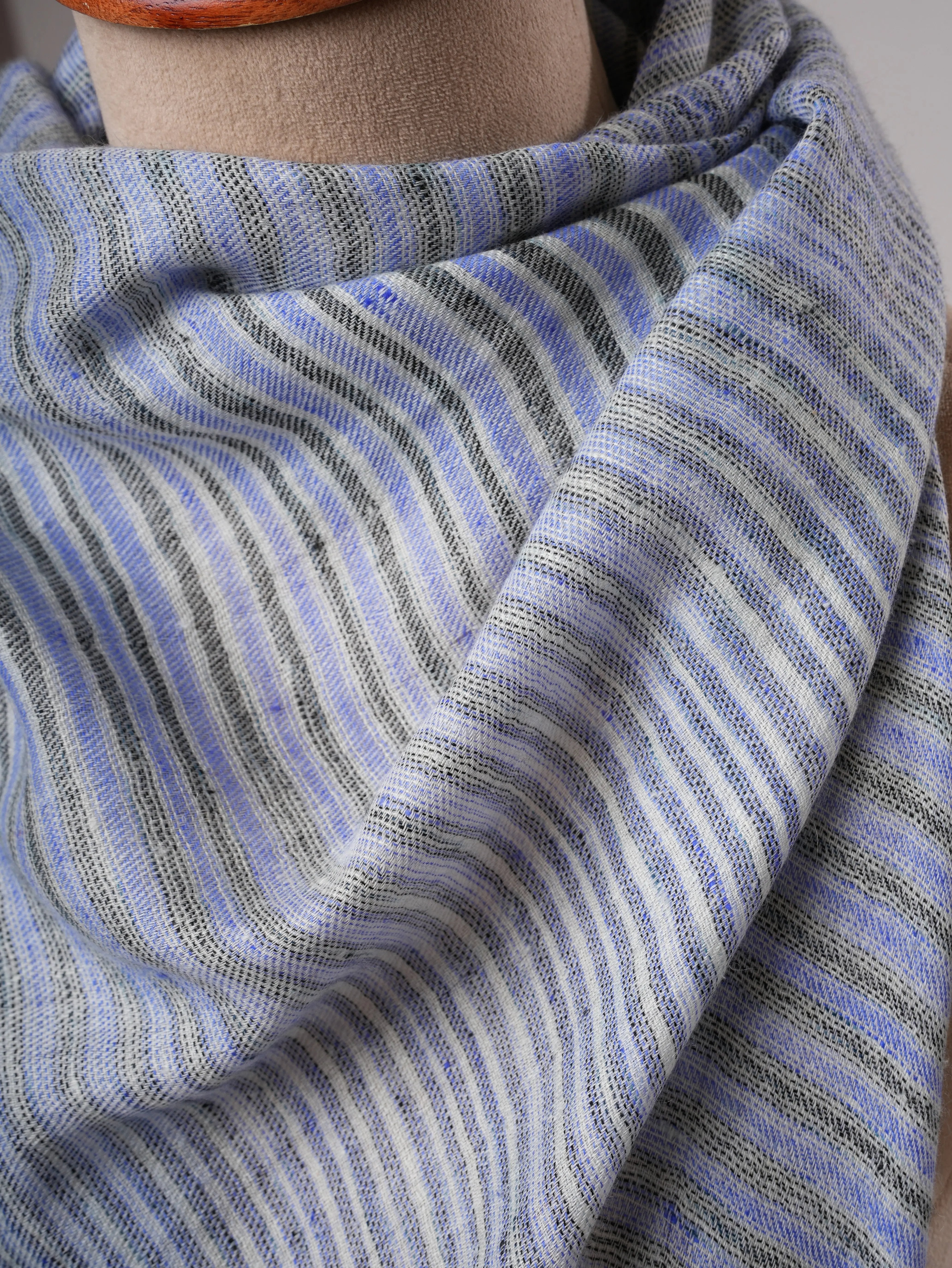 Featherlight Baby Blue Handwoven Cashmere Scarf Shahkaar