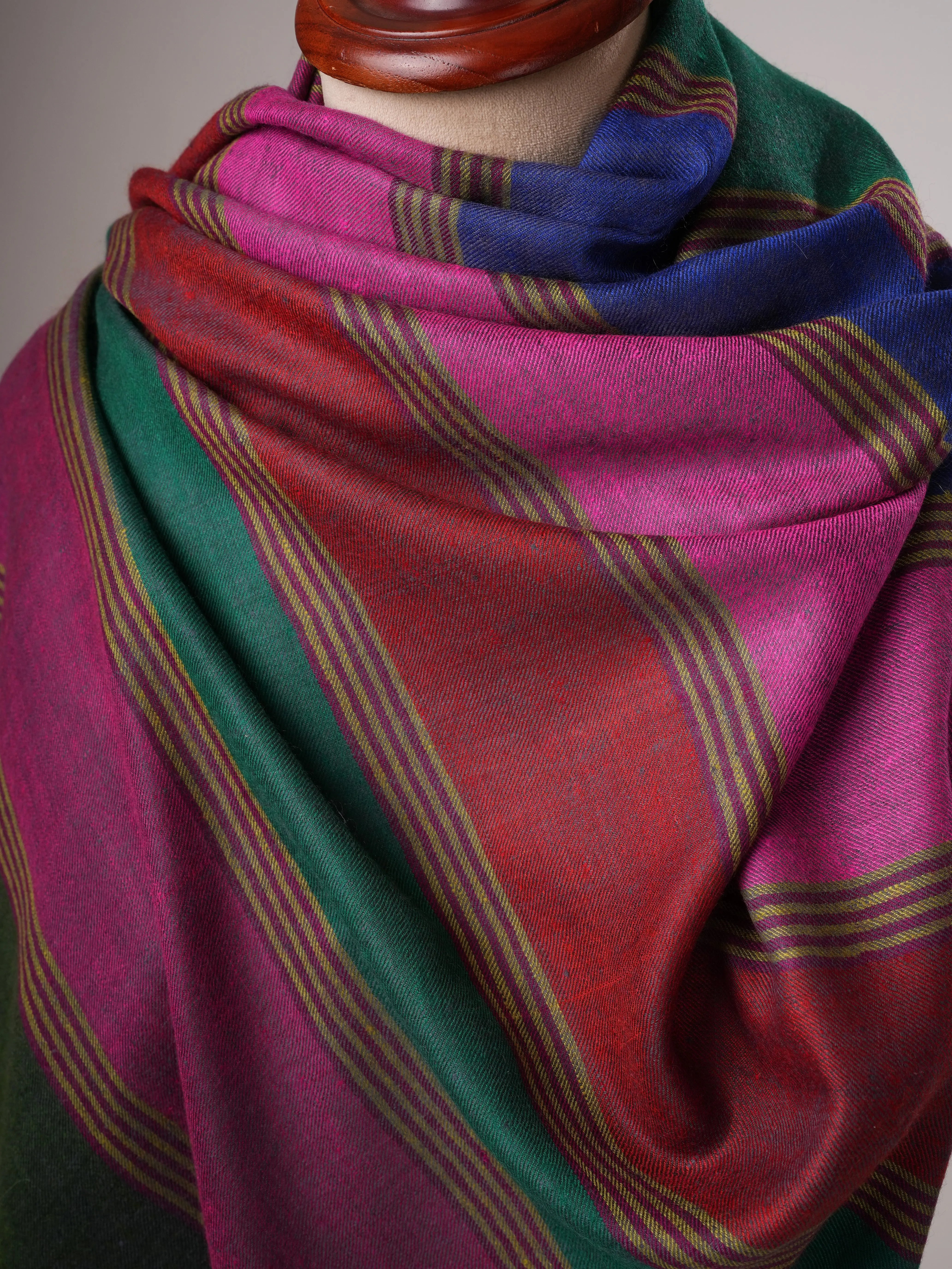Lightweight Striped Handloom Pashmina Shawl Shahkaar