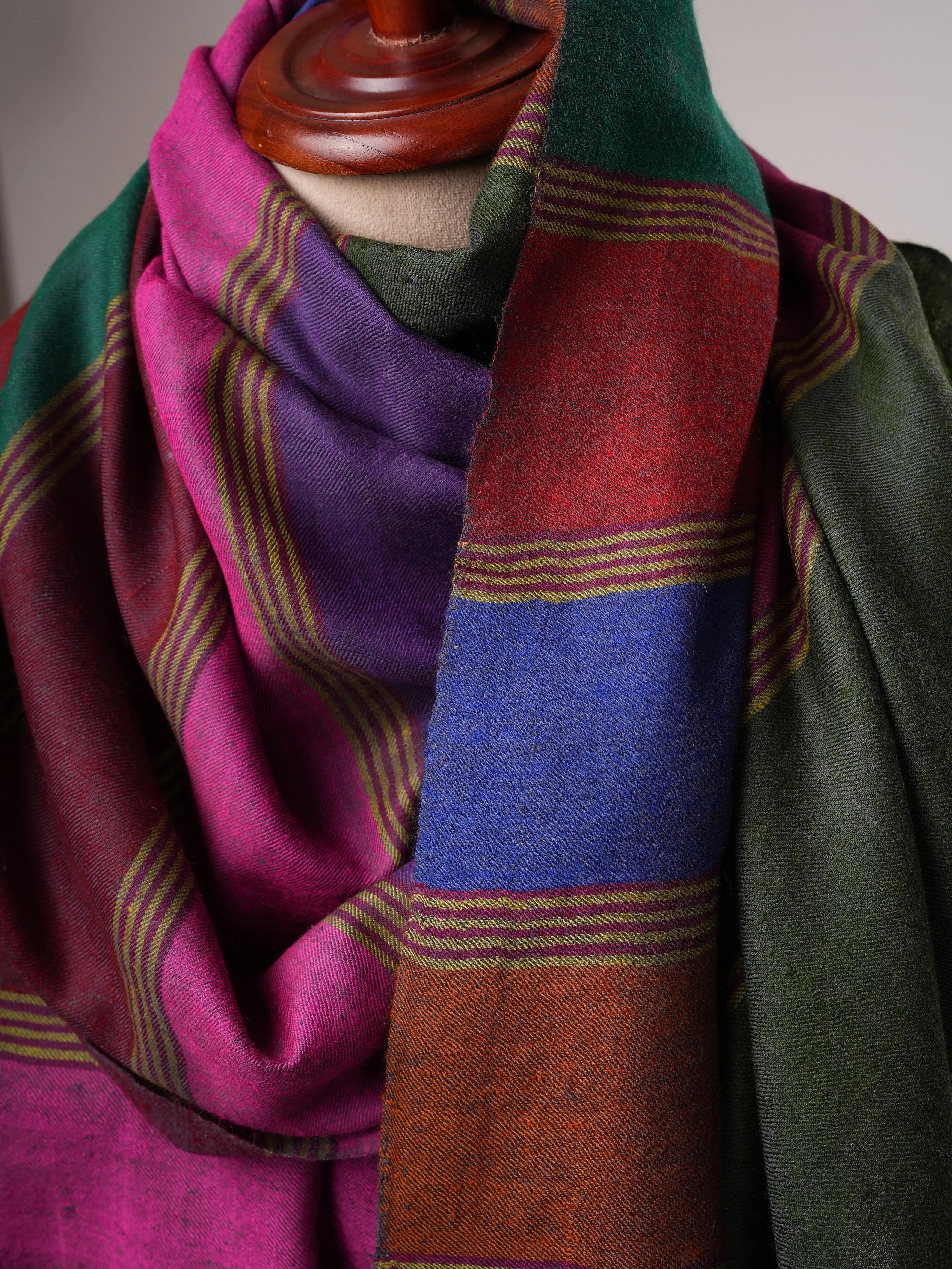 Handwoven Festive Striped Pashmina Shawl Shahkaar