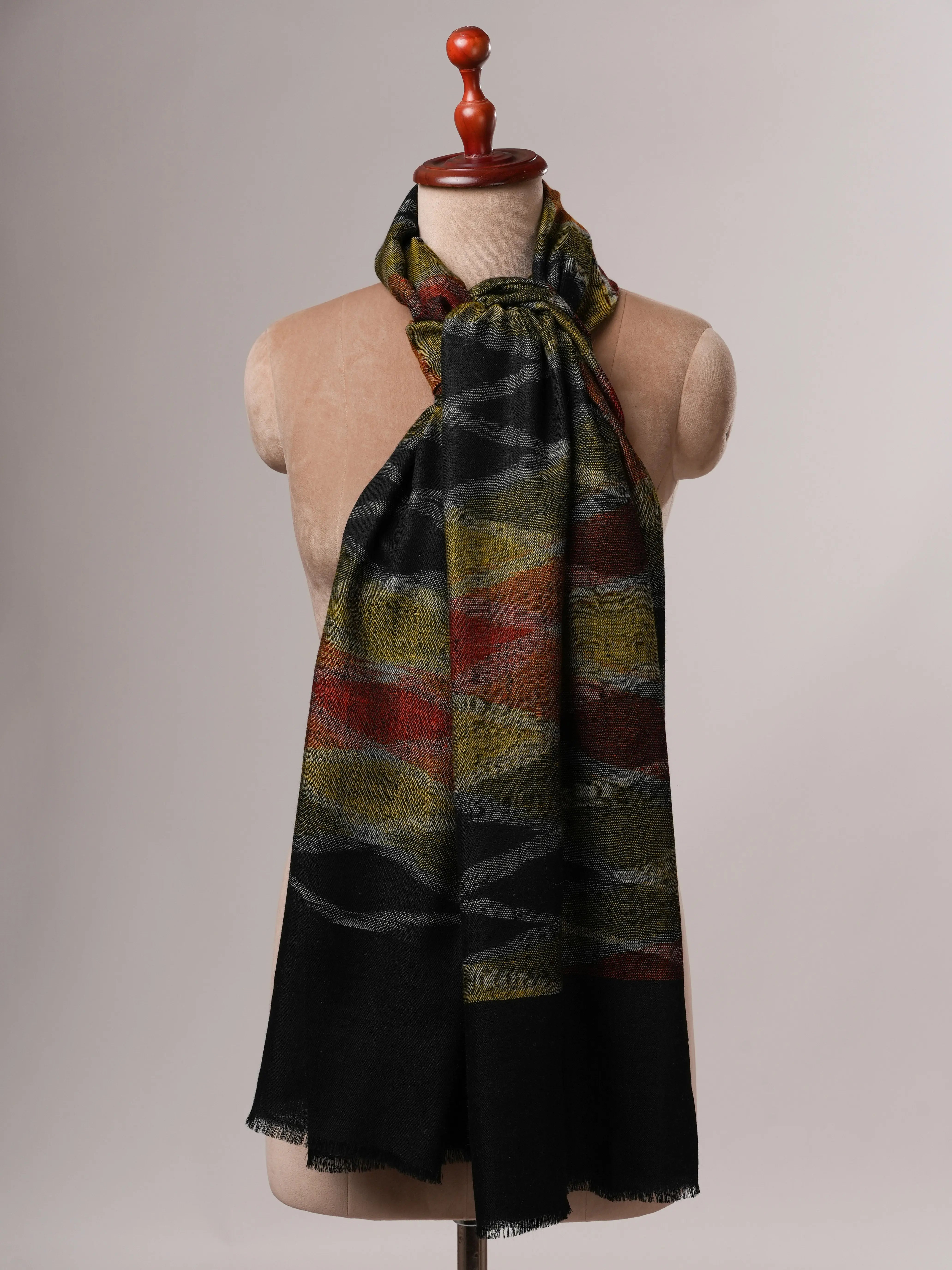 Handgefertigter, handgewebter Ikat-Schal aus reinem Pashmina