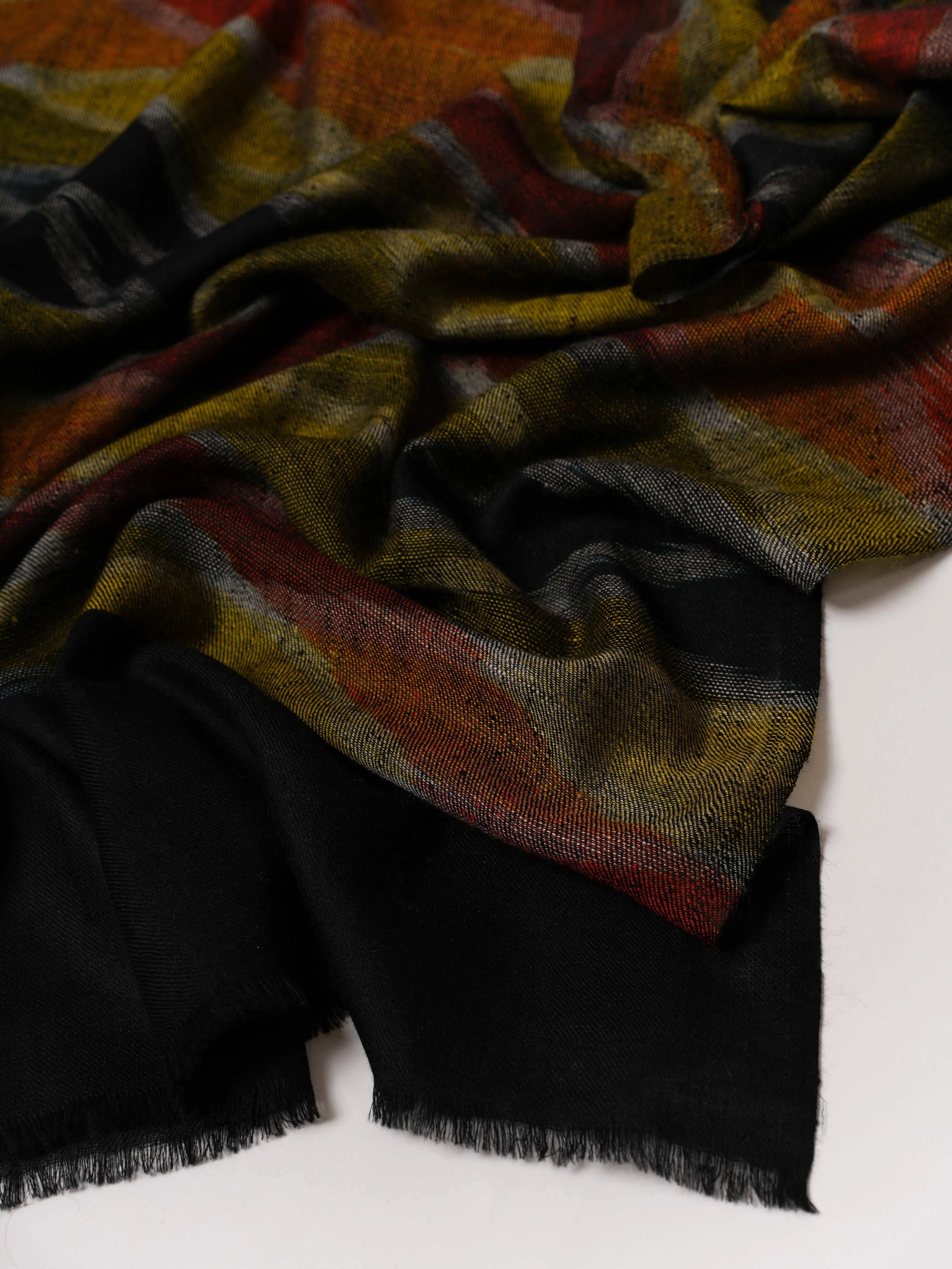 Handgefertigter, handgewebter Ikat-Schal aus reinem Pashmina