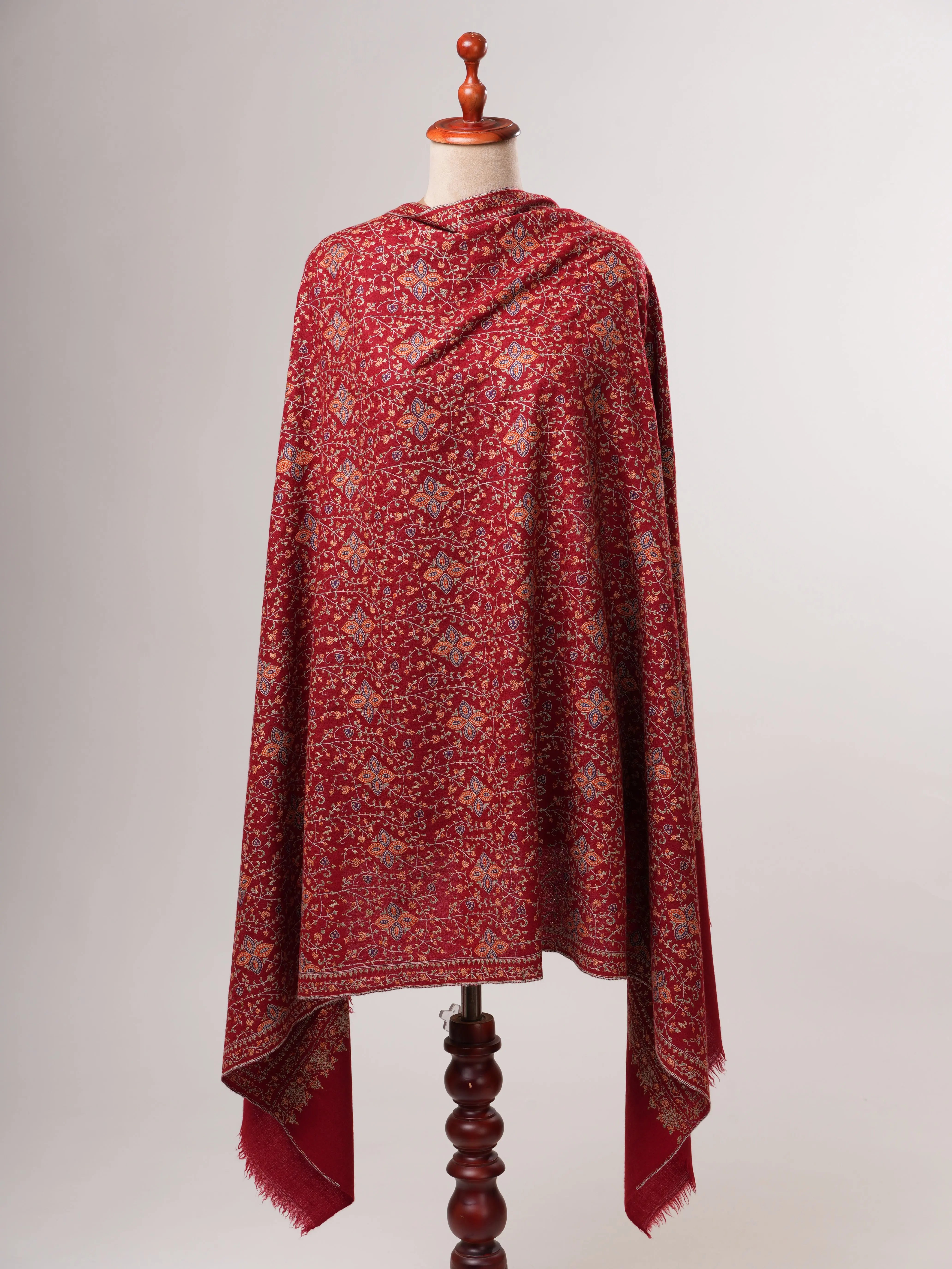 Neem Jamavar Shahkaar Pashmina Shawl with Fine Embroidery Shahkaar