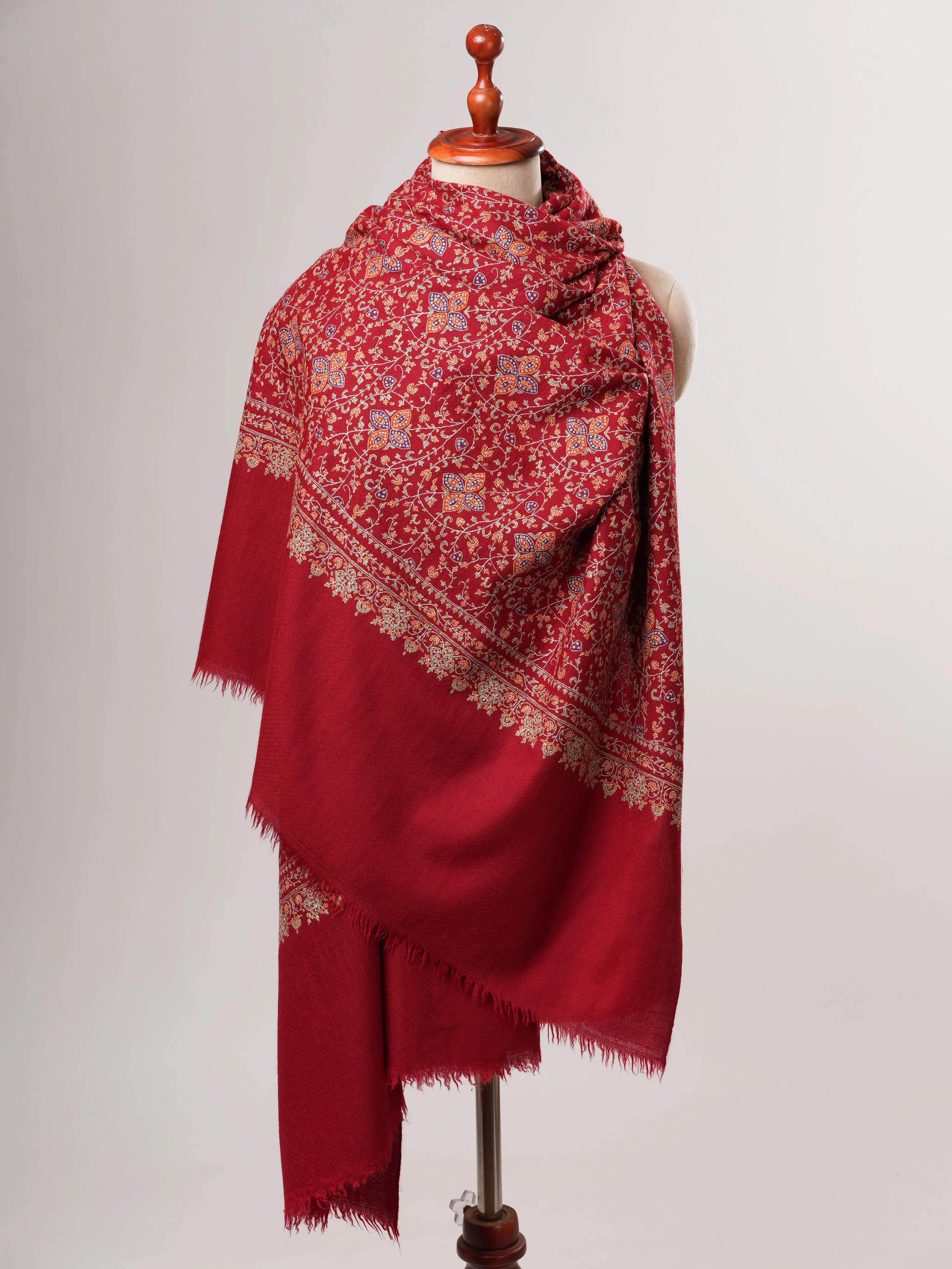Neem Jamavar Shahkaar Pashmina Shawl with Fine Embroidery Shahkaar
