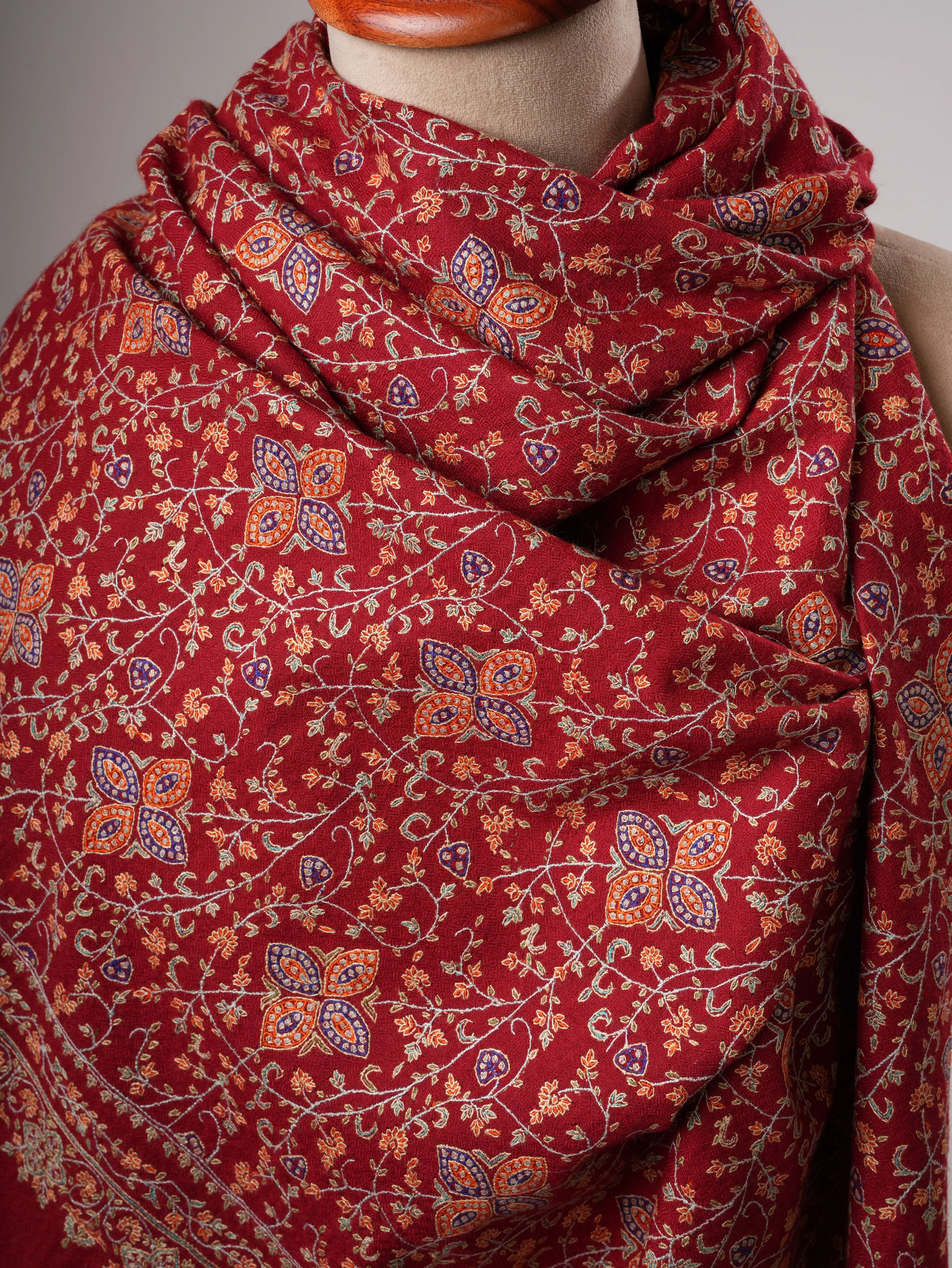 Neem Jamavar Shahkaar Pashmina Shawl with Fine Embroidery Shahkaar