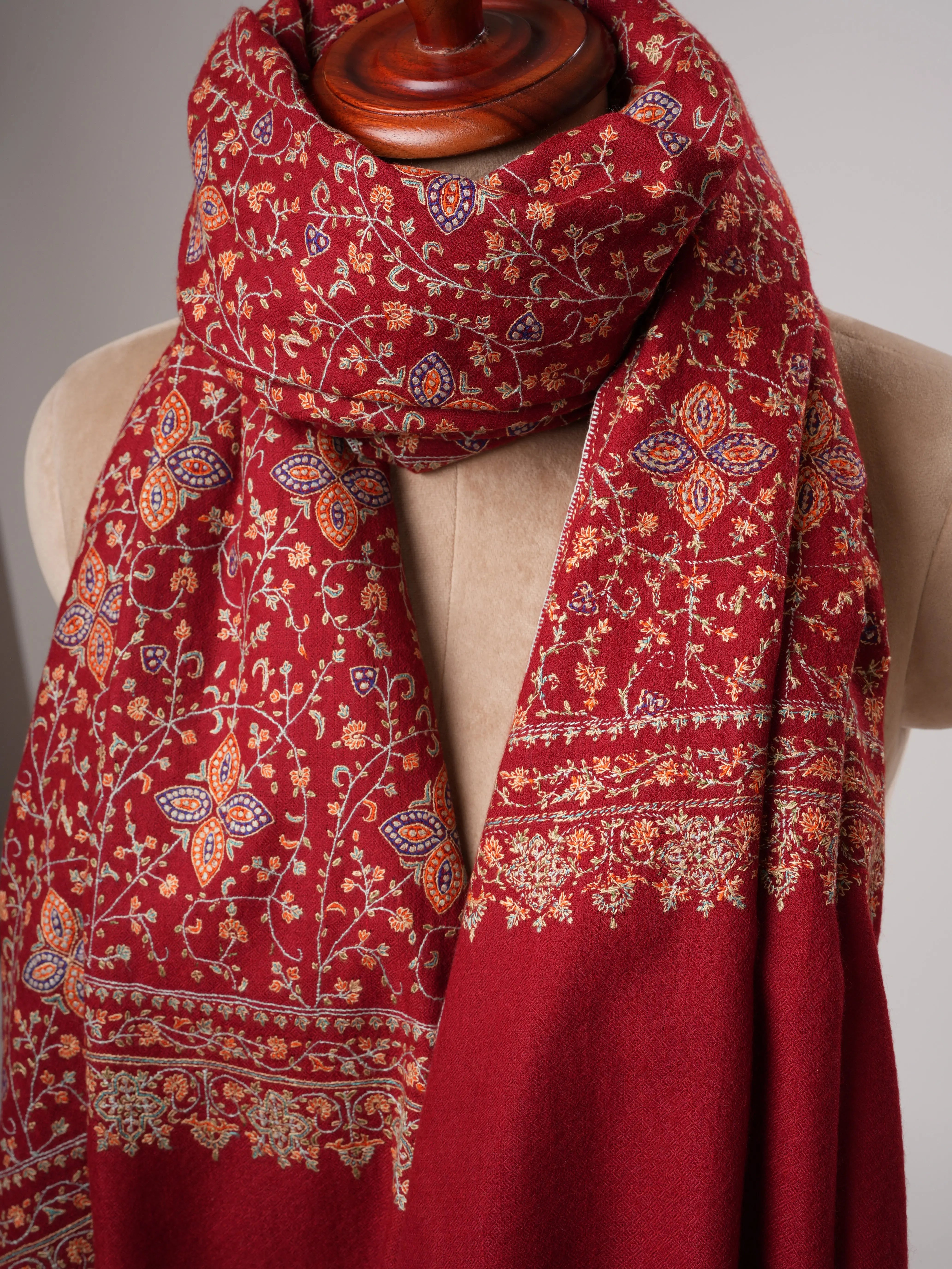 Neem Jamavar Shahkaar Pashmina Shawl with Fine Embroidery Shahkaar