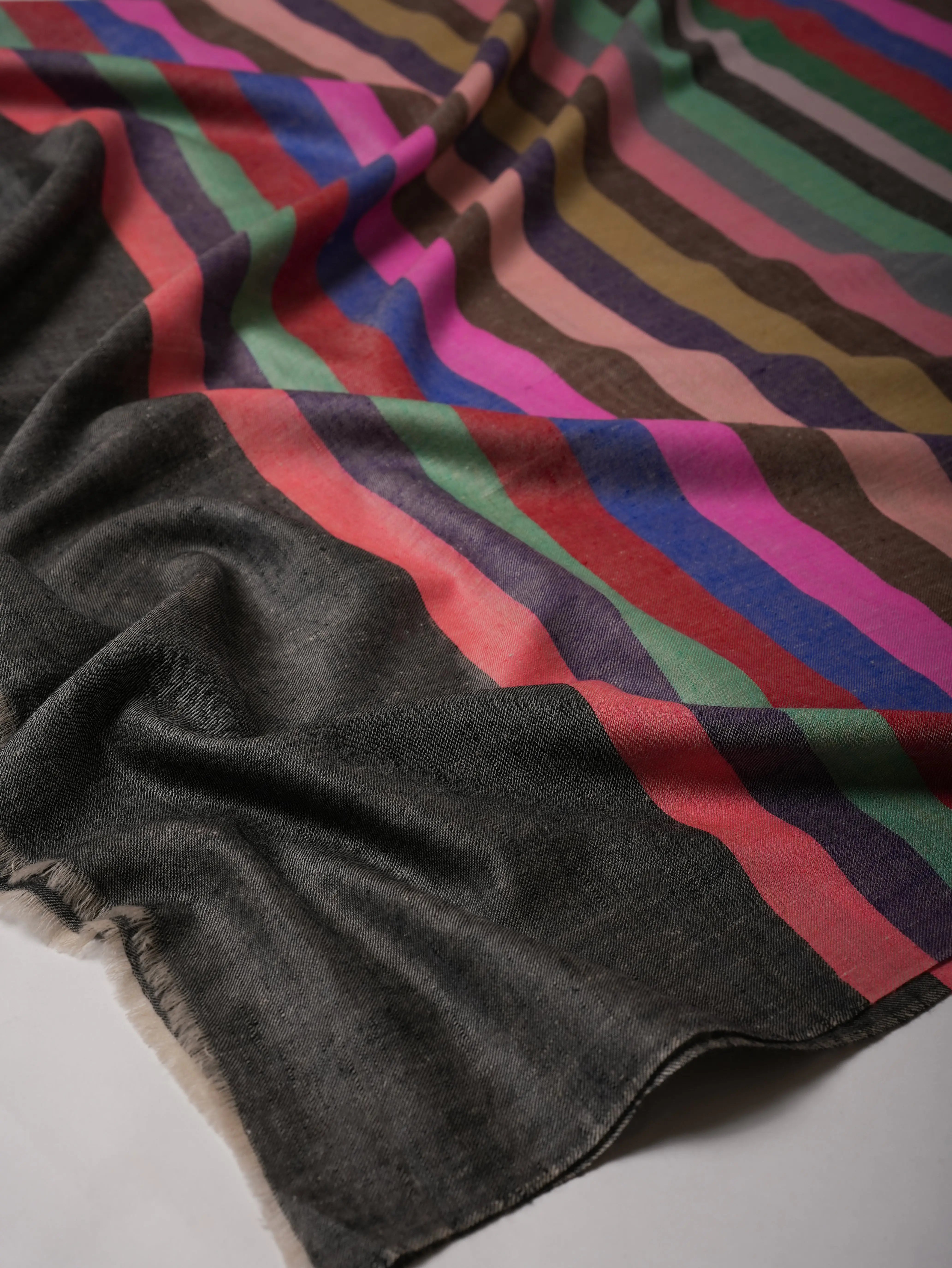 Authentic Handloomed Striped Pashmina Shawl Shahkaar