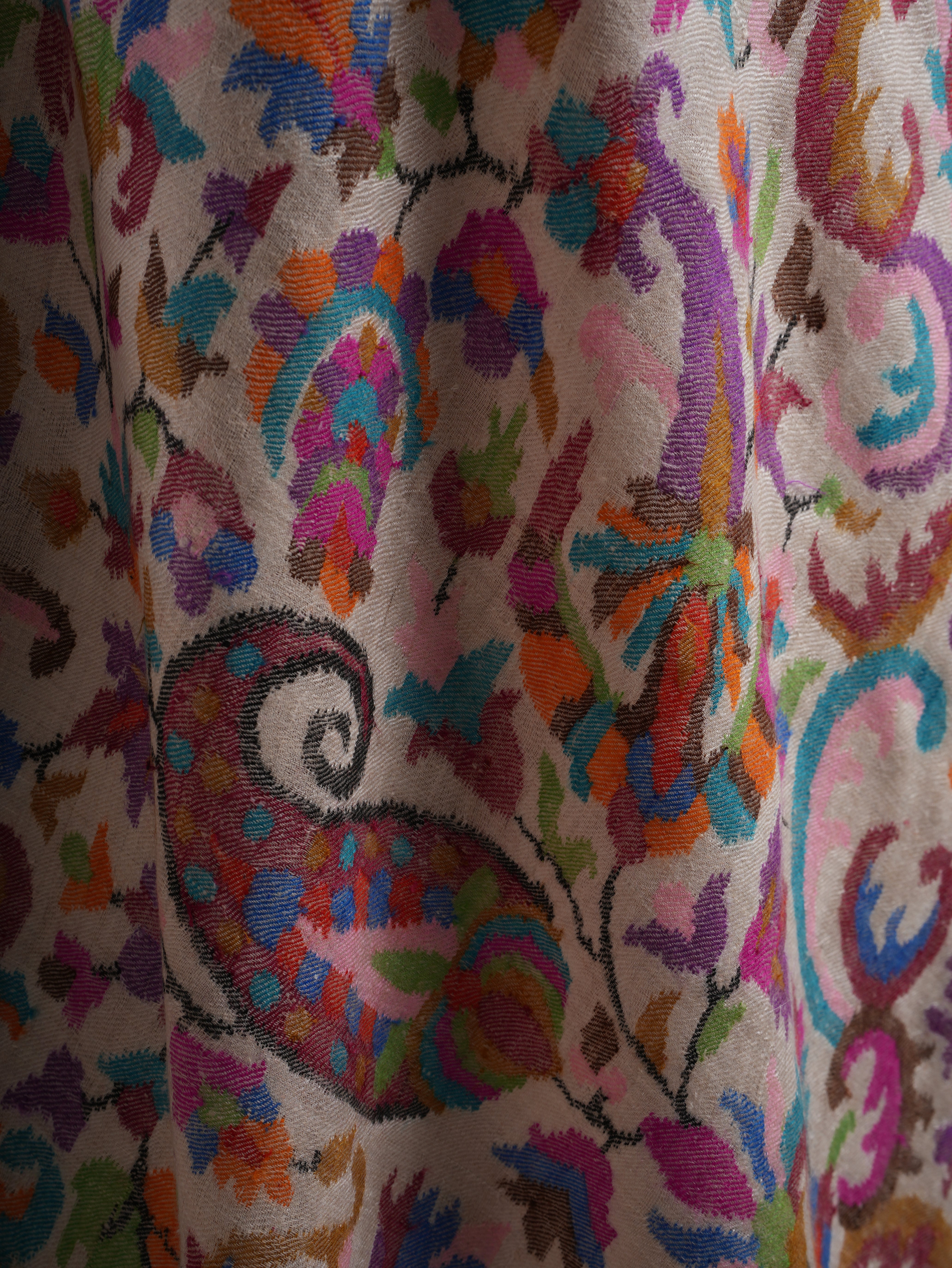 White Authentic Kani Pashmina Jamavar Shawl
