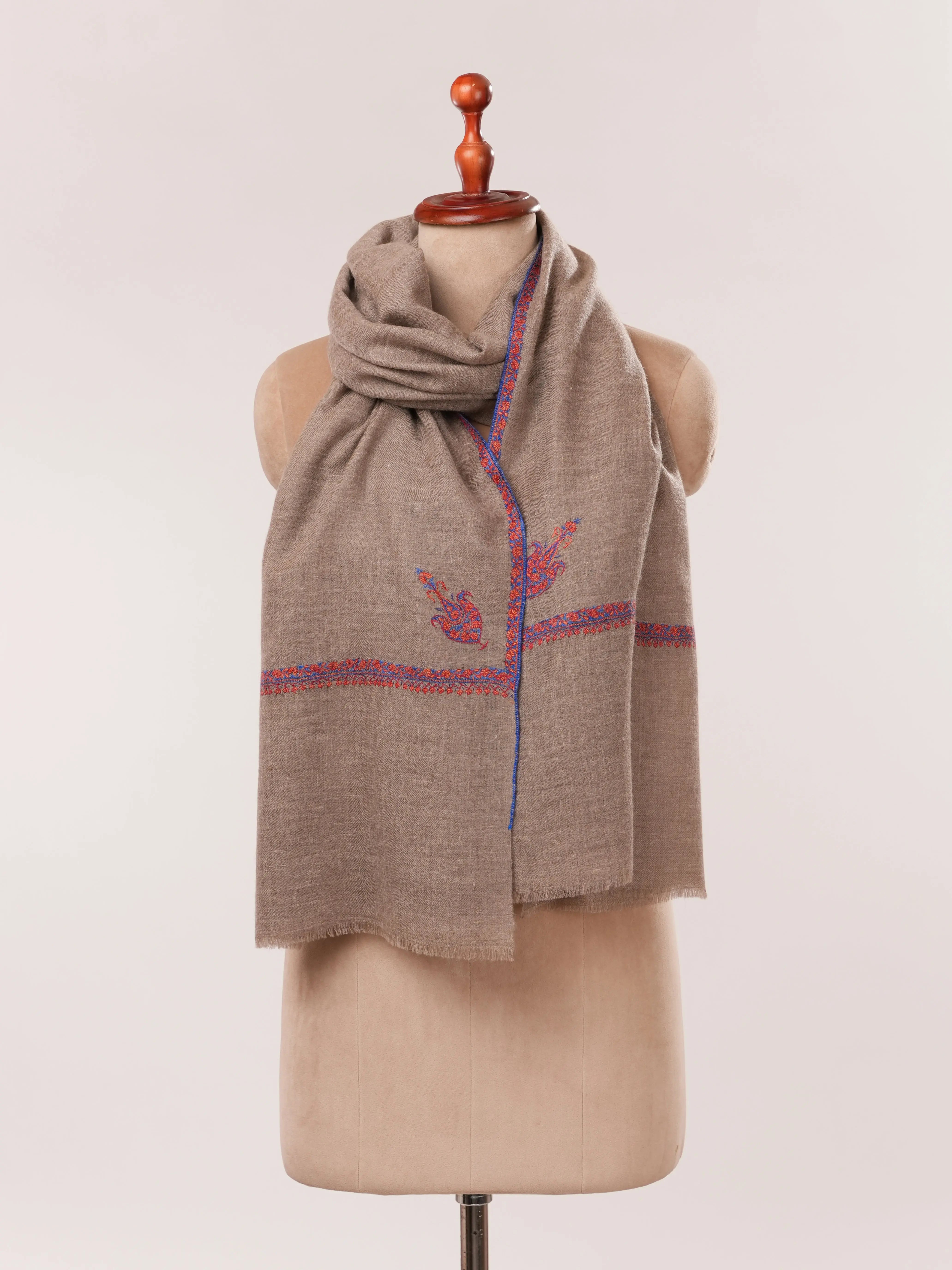 Featherlight Hand Embroidered Indian Cashmere Scarf Shahkaar.com