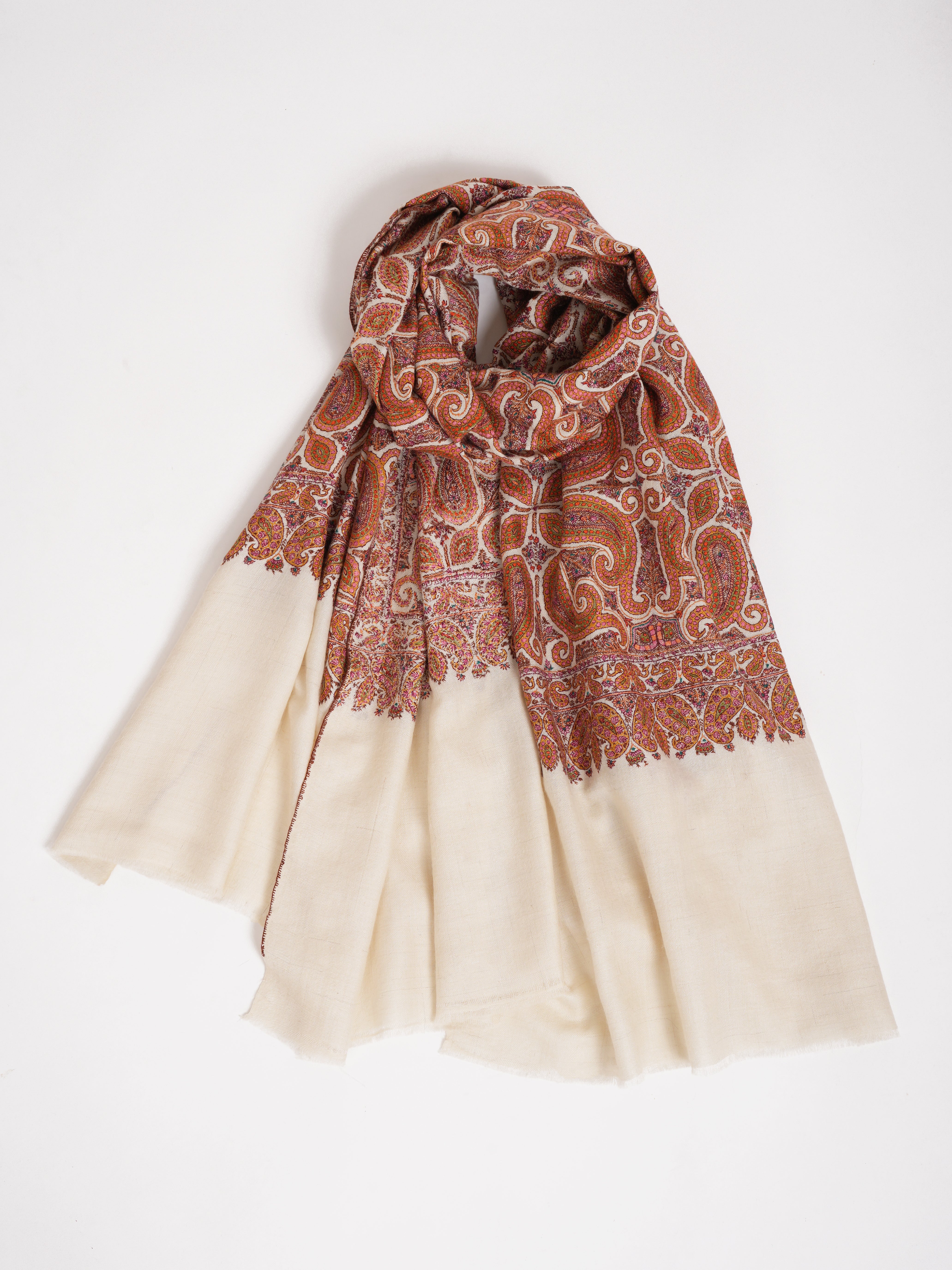 8 Paisleys Hand Embroidered Pashmina Jamavar Shawl