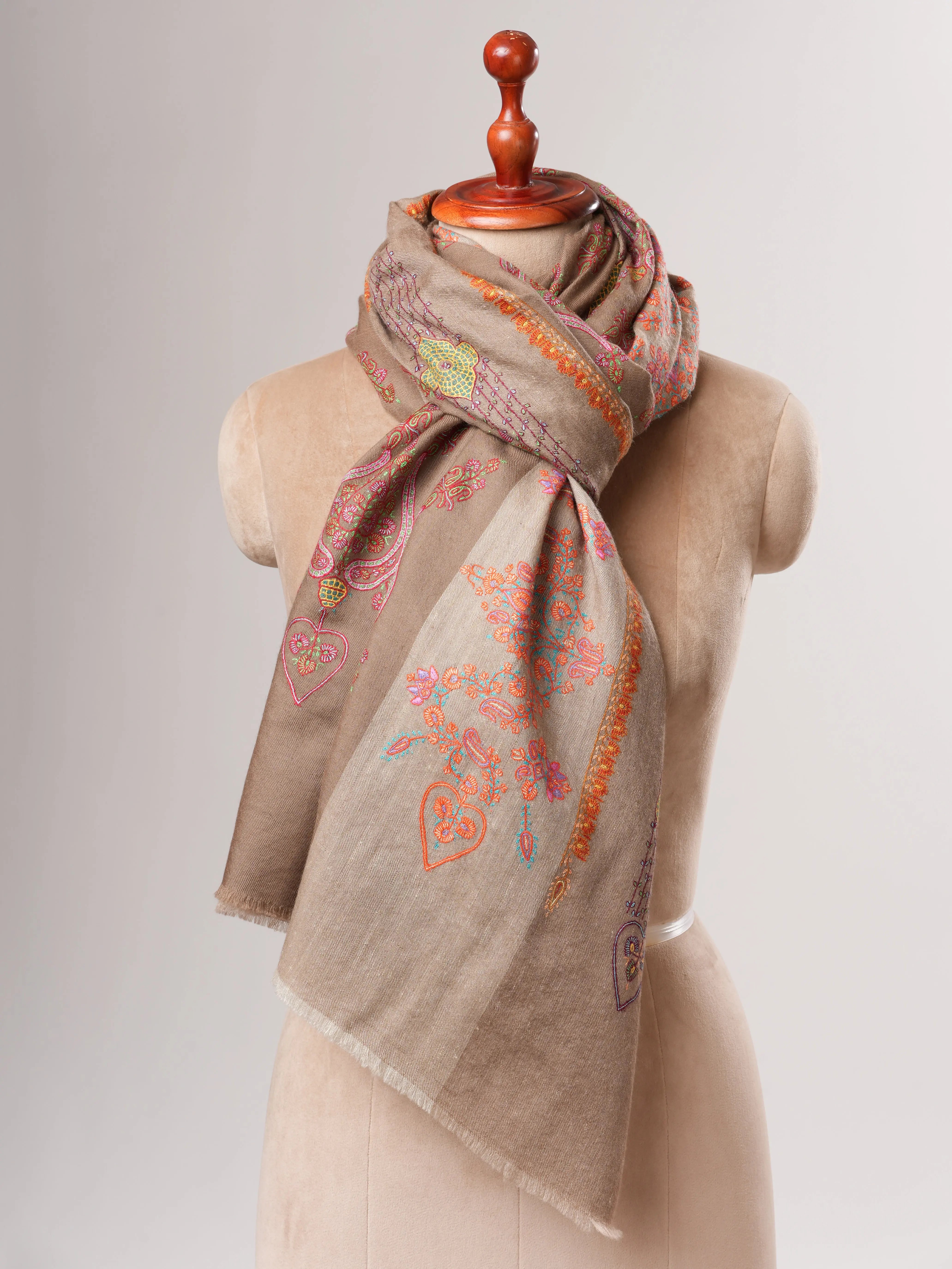 Khatras Style Motif Hand Embroidered Shahkaar Pashmina Shawl Shahkaar