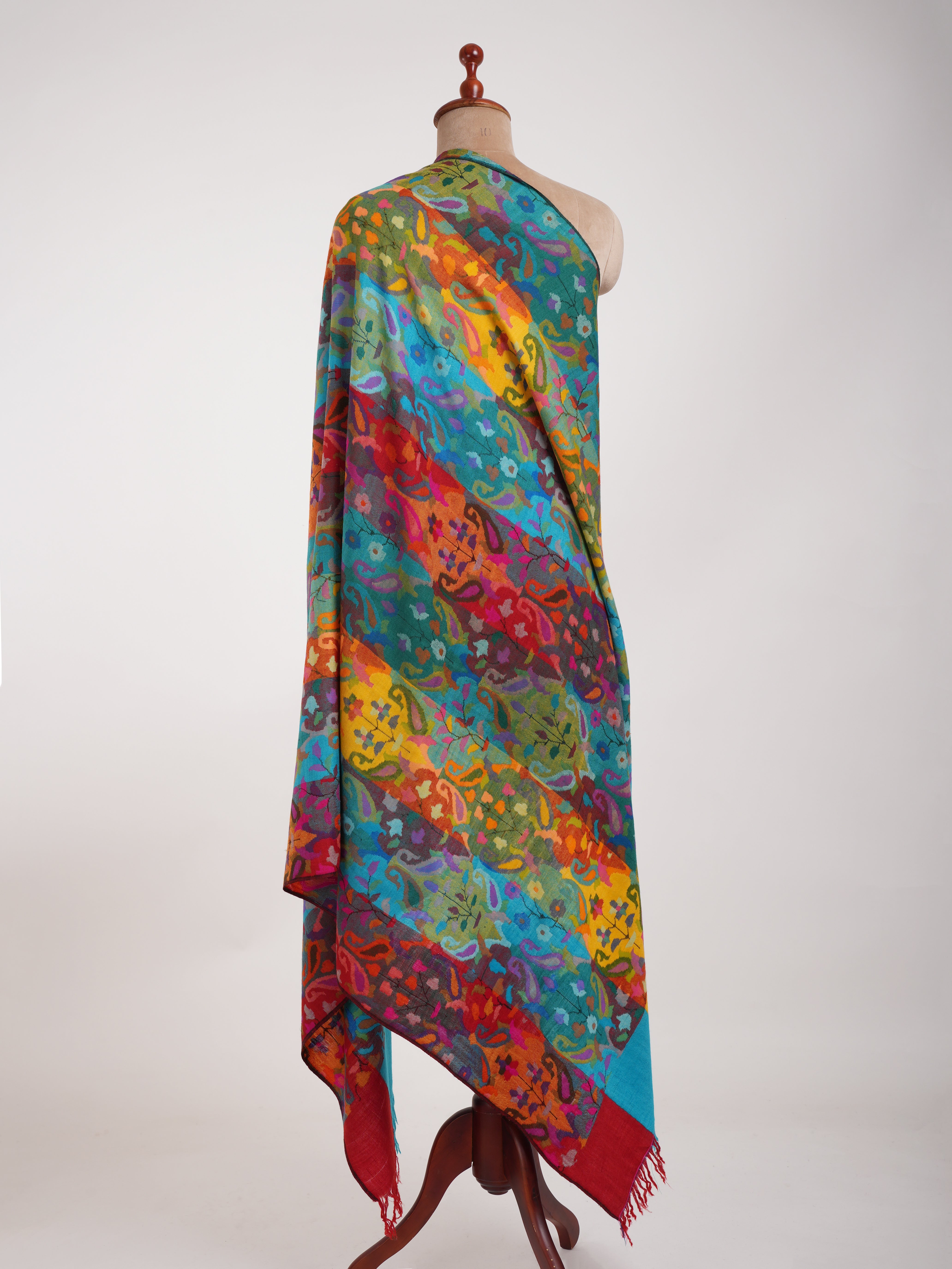 Four Color Handwoven Authentic Kani Pashmina Shawl