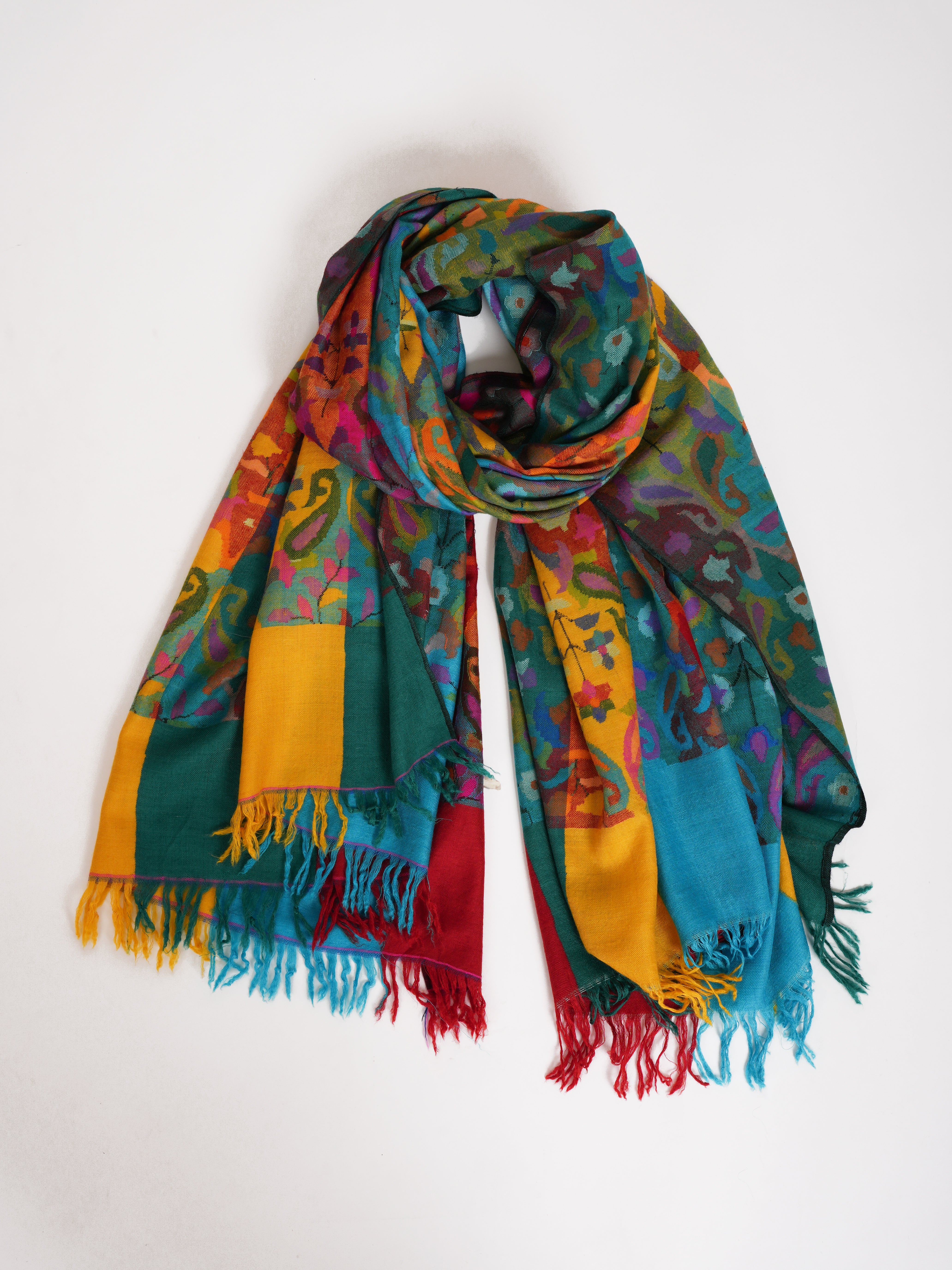 Four Color Handwoven Authentic Kani Pashmina Shawl