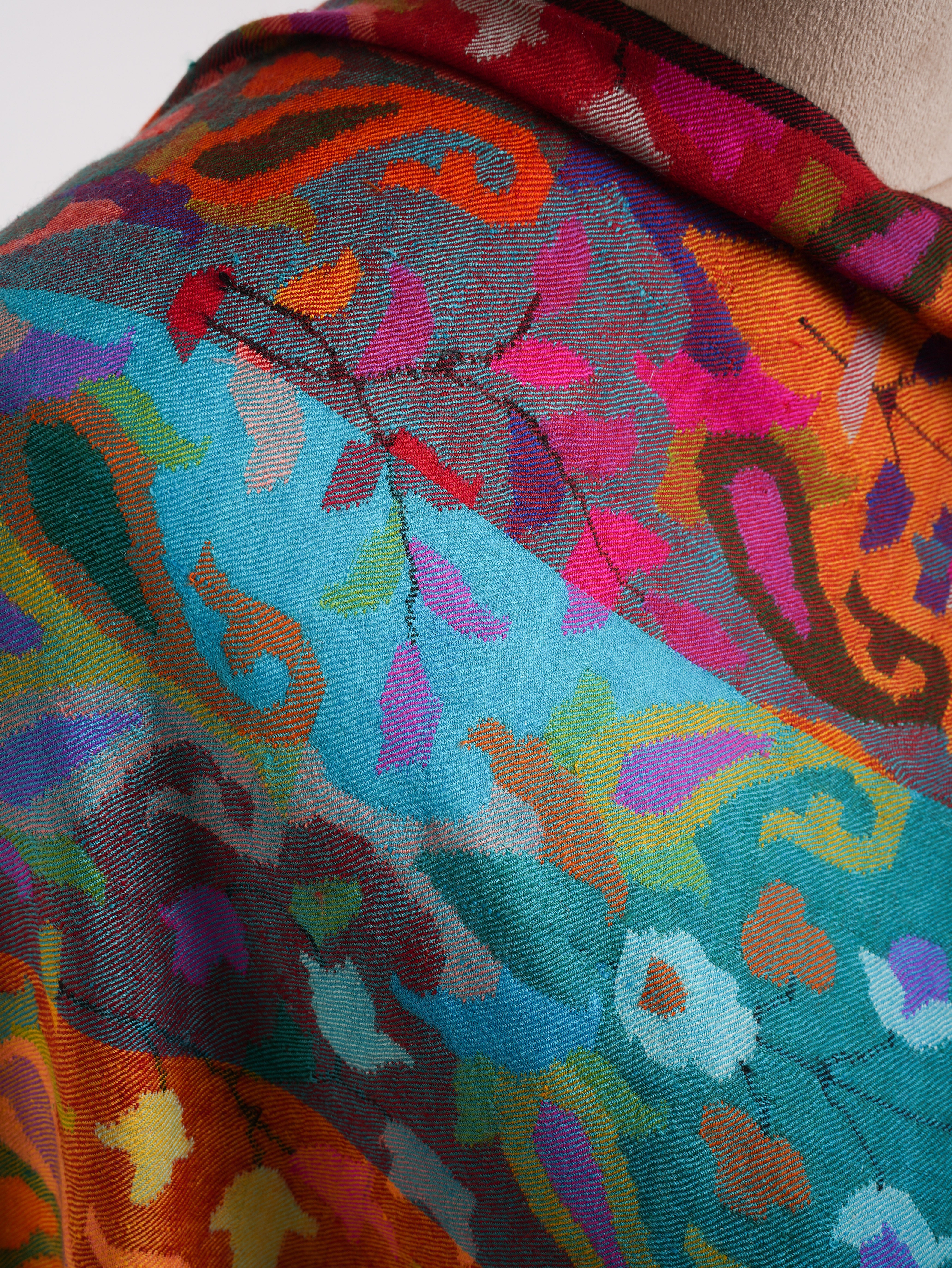 Four Color Handwoven Authentic Kani Pashmina Shawl