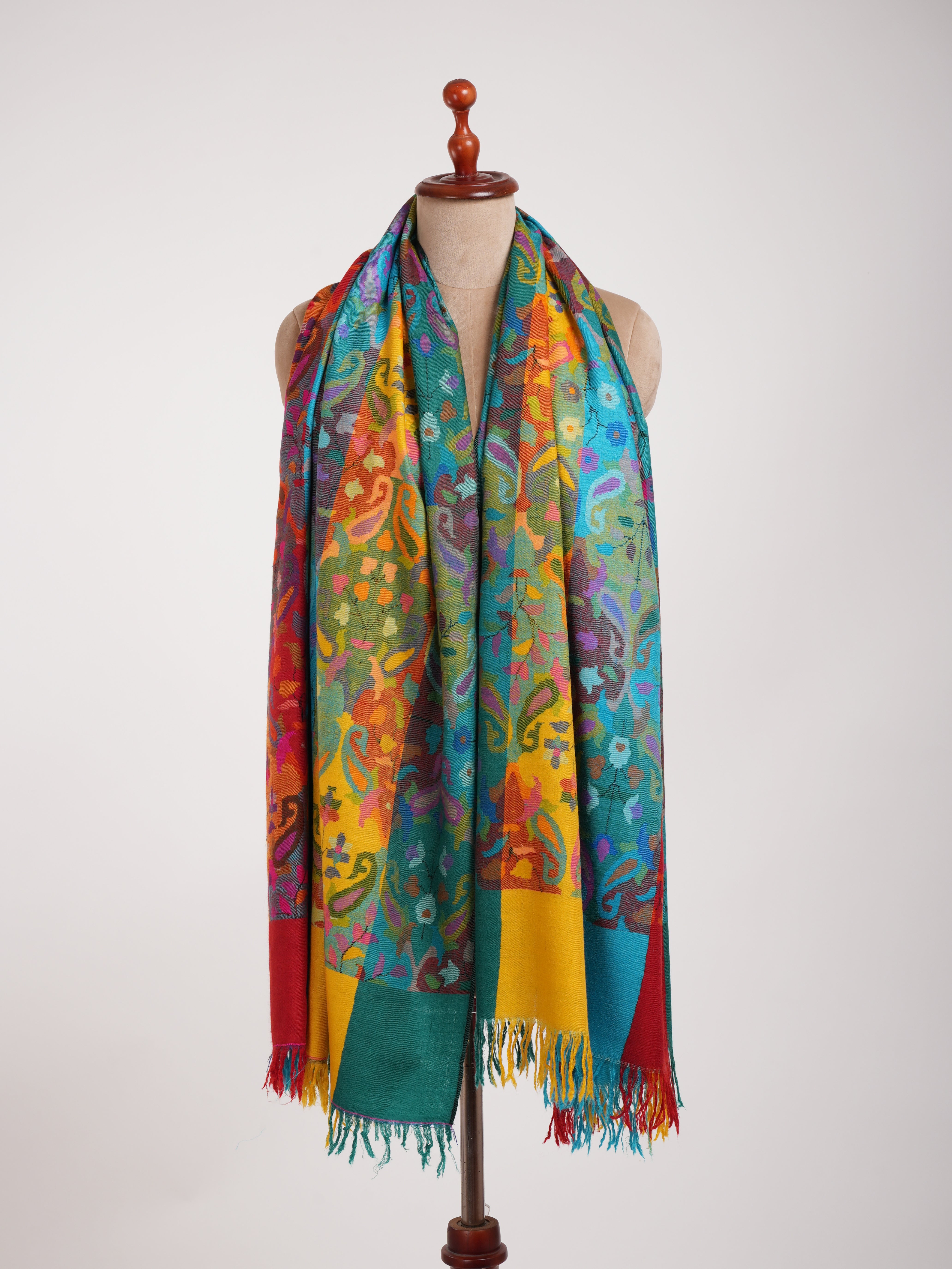 Four Color Handwoven Authentic Kani Pashmina Shawl