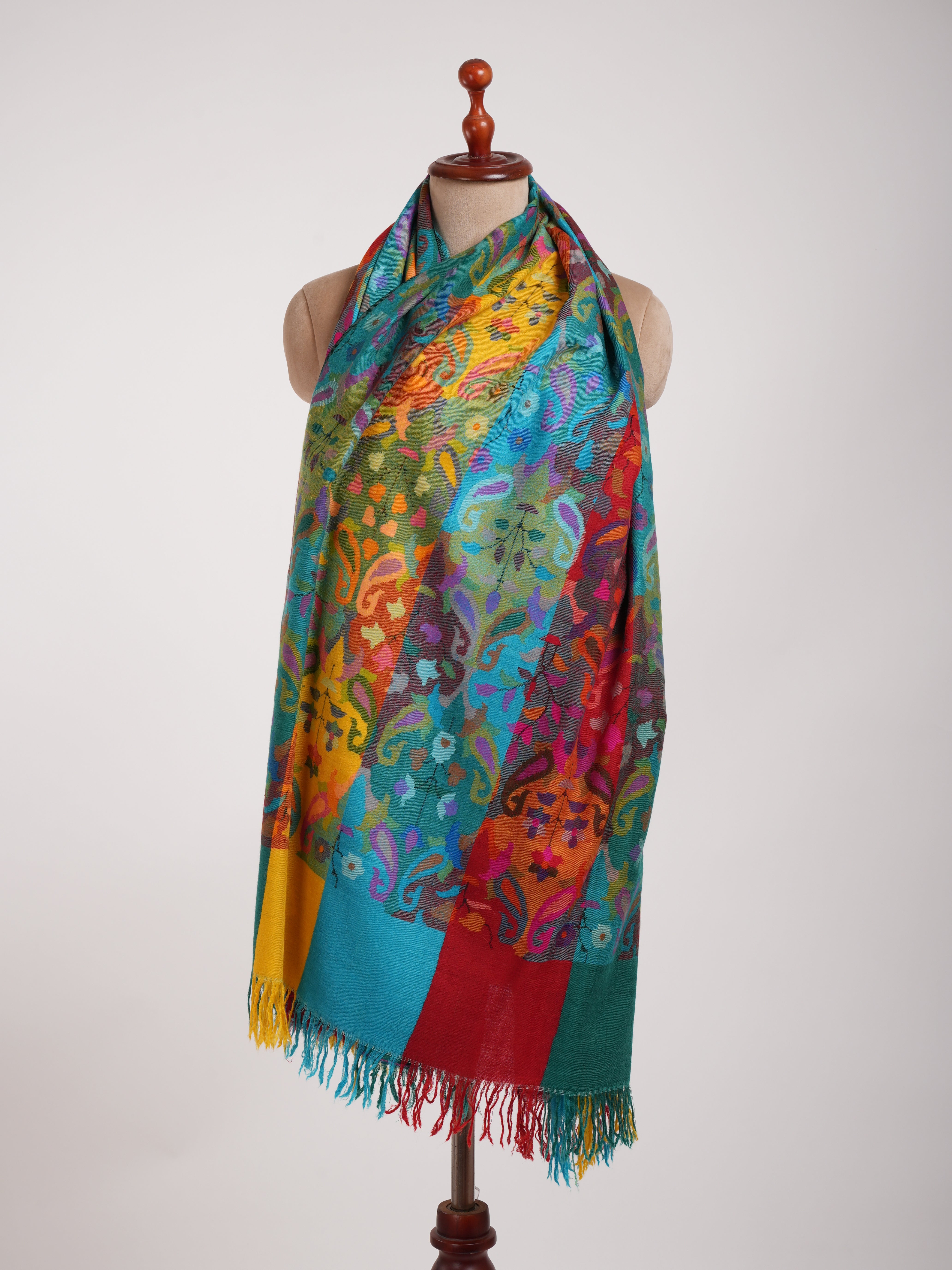 Four Color Handwoven Authentic Kani Pashmina Shawl