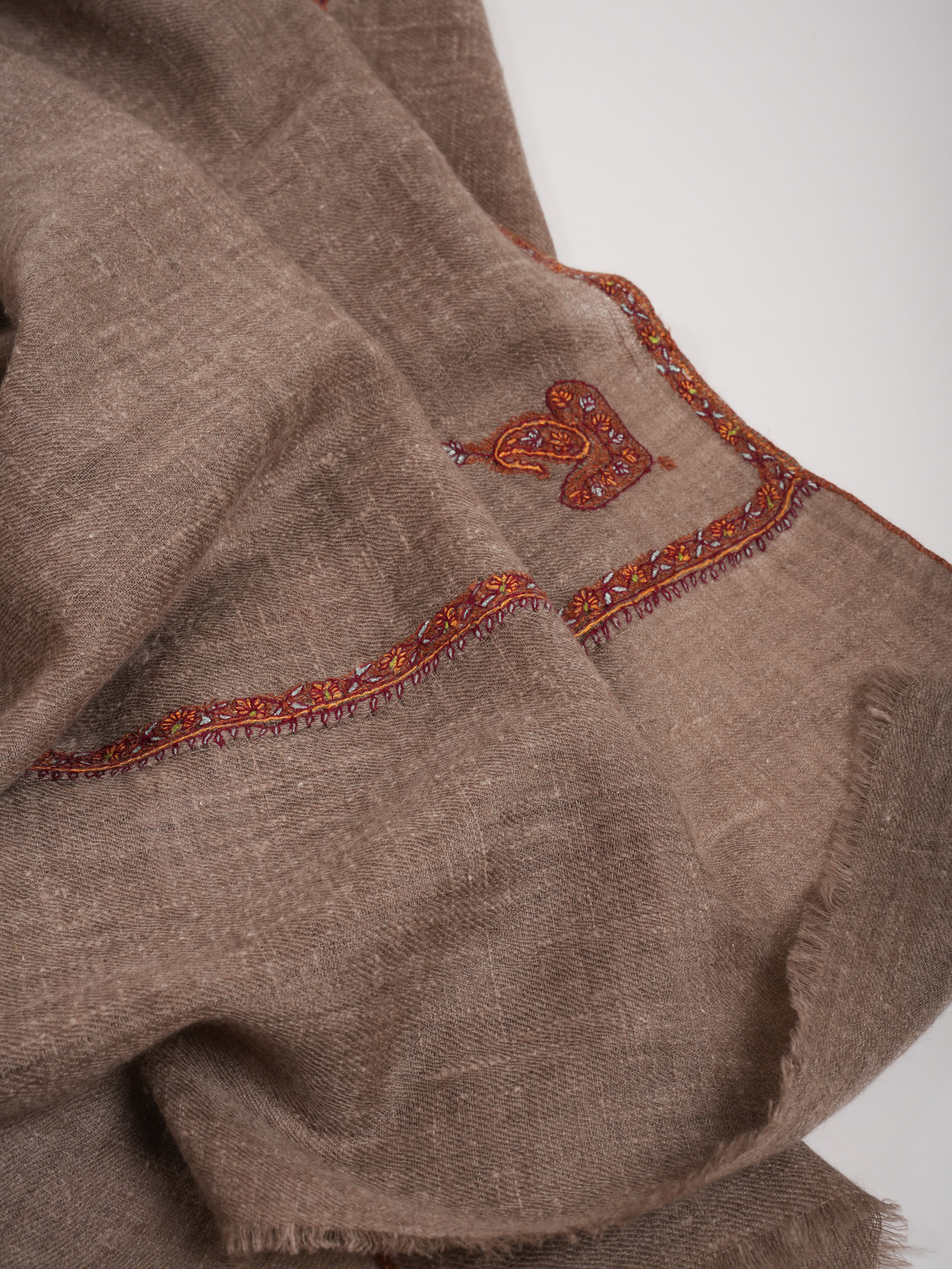 Rare Toosh Color Bail Embroidered Pure Cashmere Scarf - Shahkaar