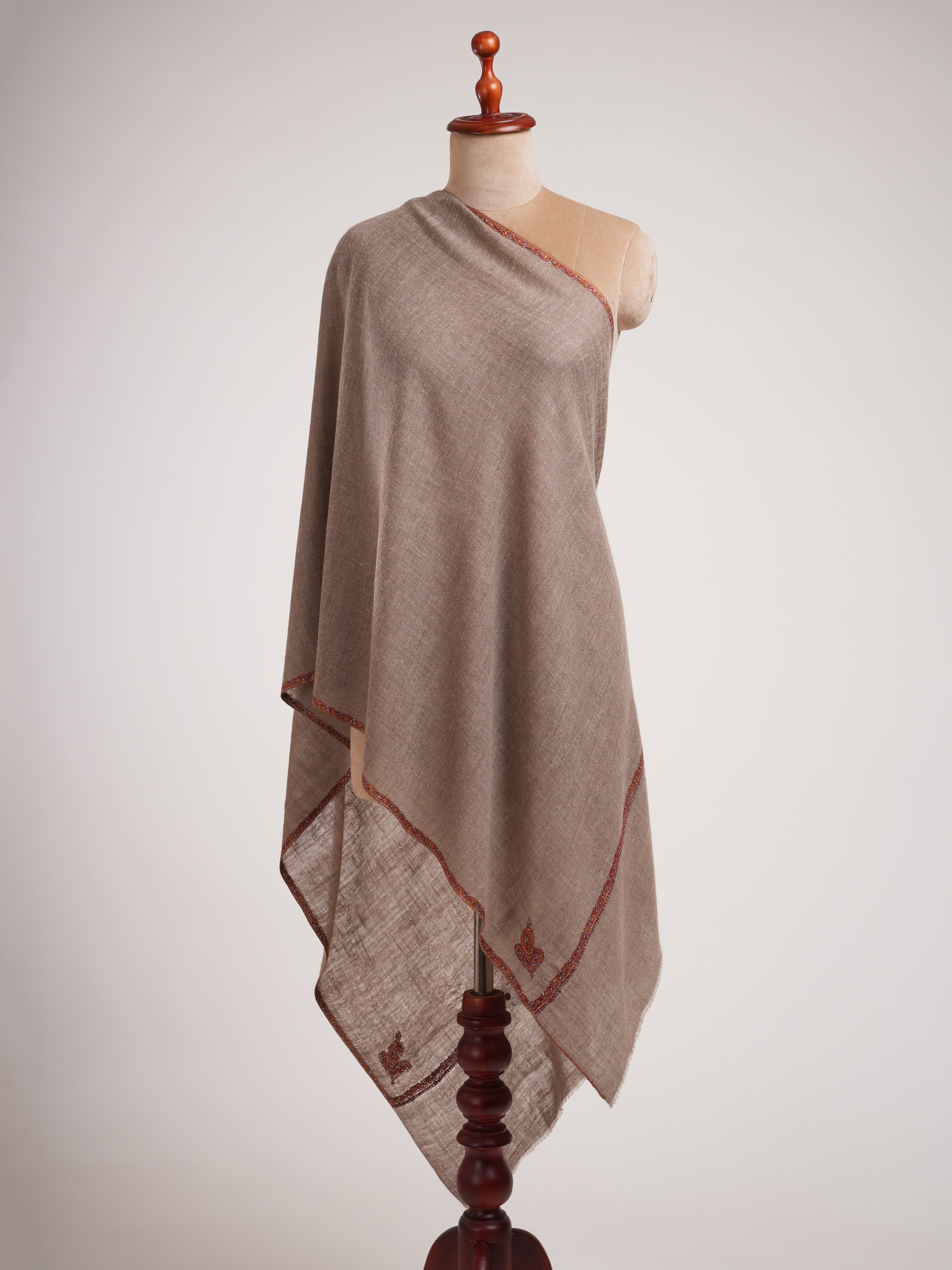 Rare Toosh Color Bail Embroidered Pure Cashmere Scarf - Shahkaar