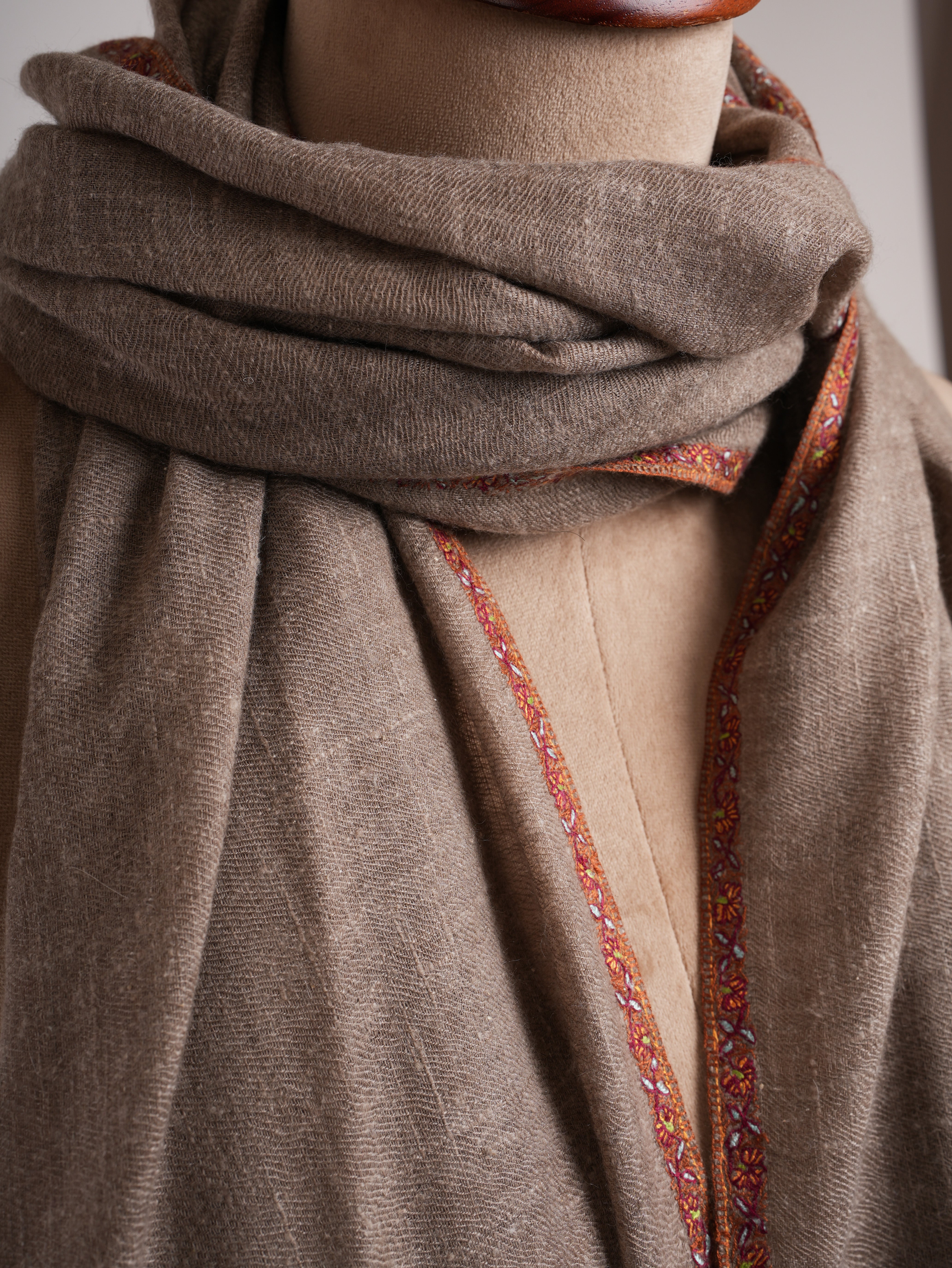 Rare Toosh Color Bail Embroidered Pure Cashmere Scarf - Shahkaar