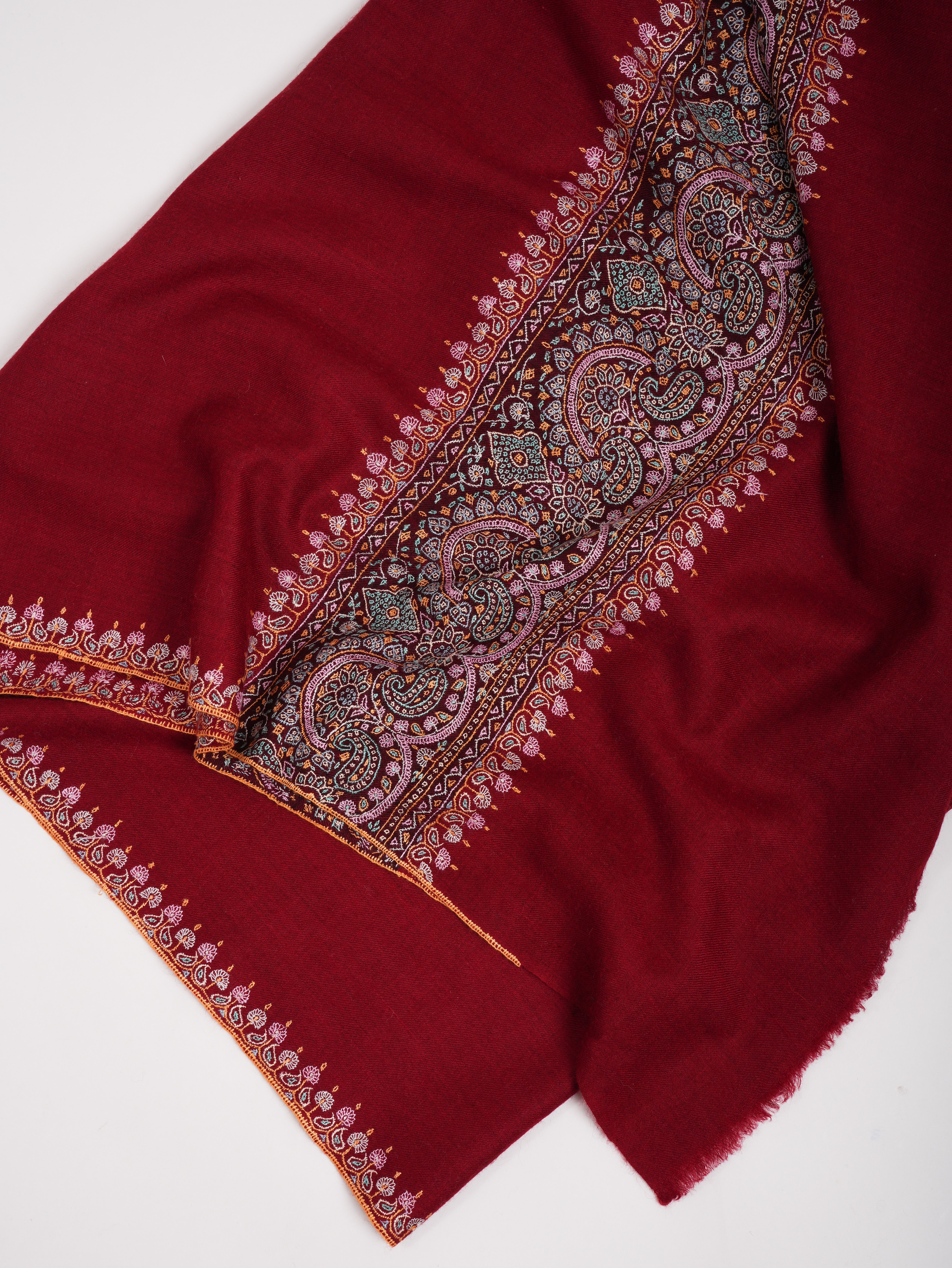 Burgundy Pashmina Shawl with Contrasting Palla