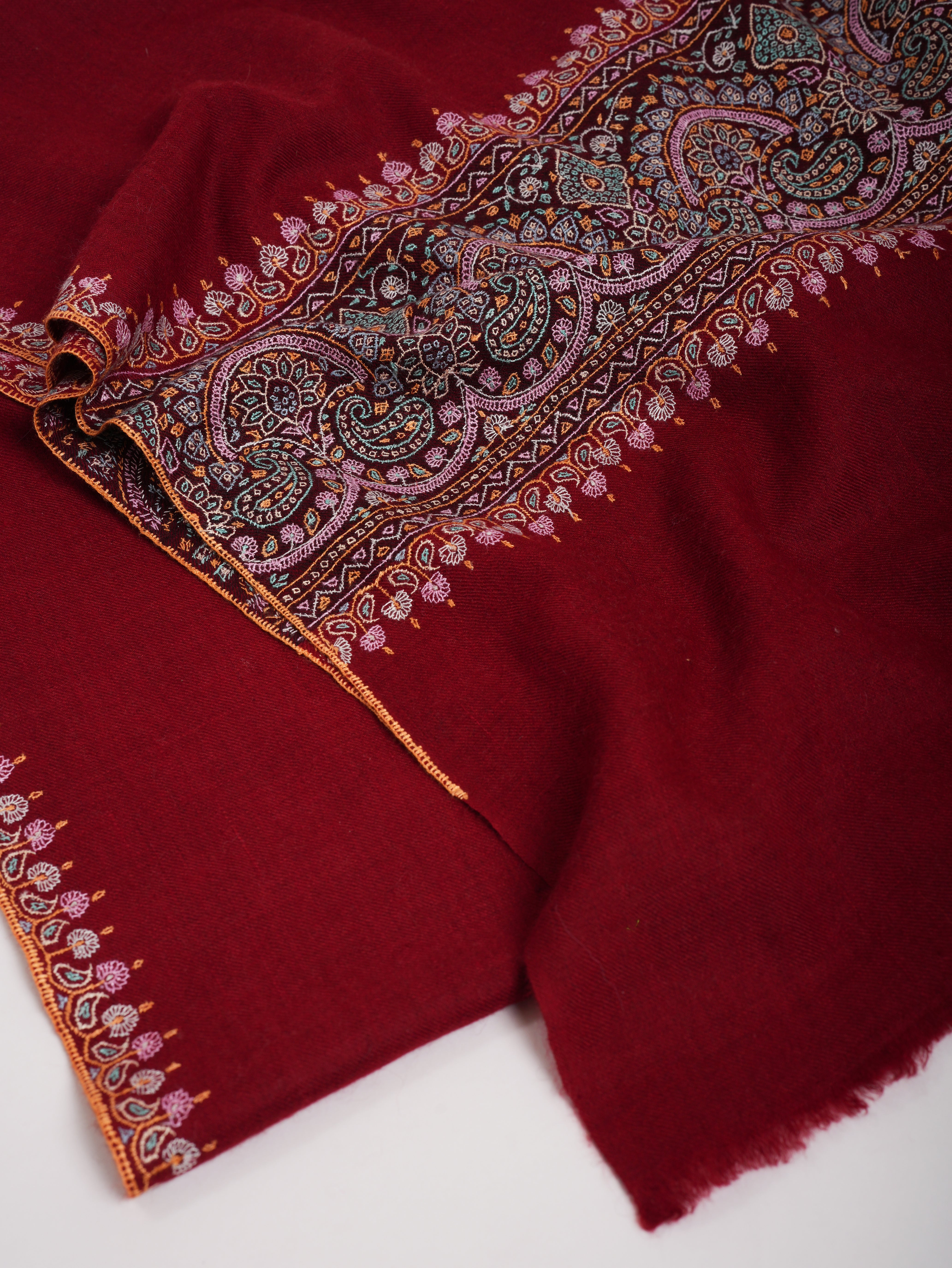Burgundy Pashmina Shawl with Contrasting Palla