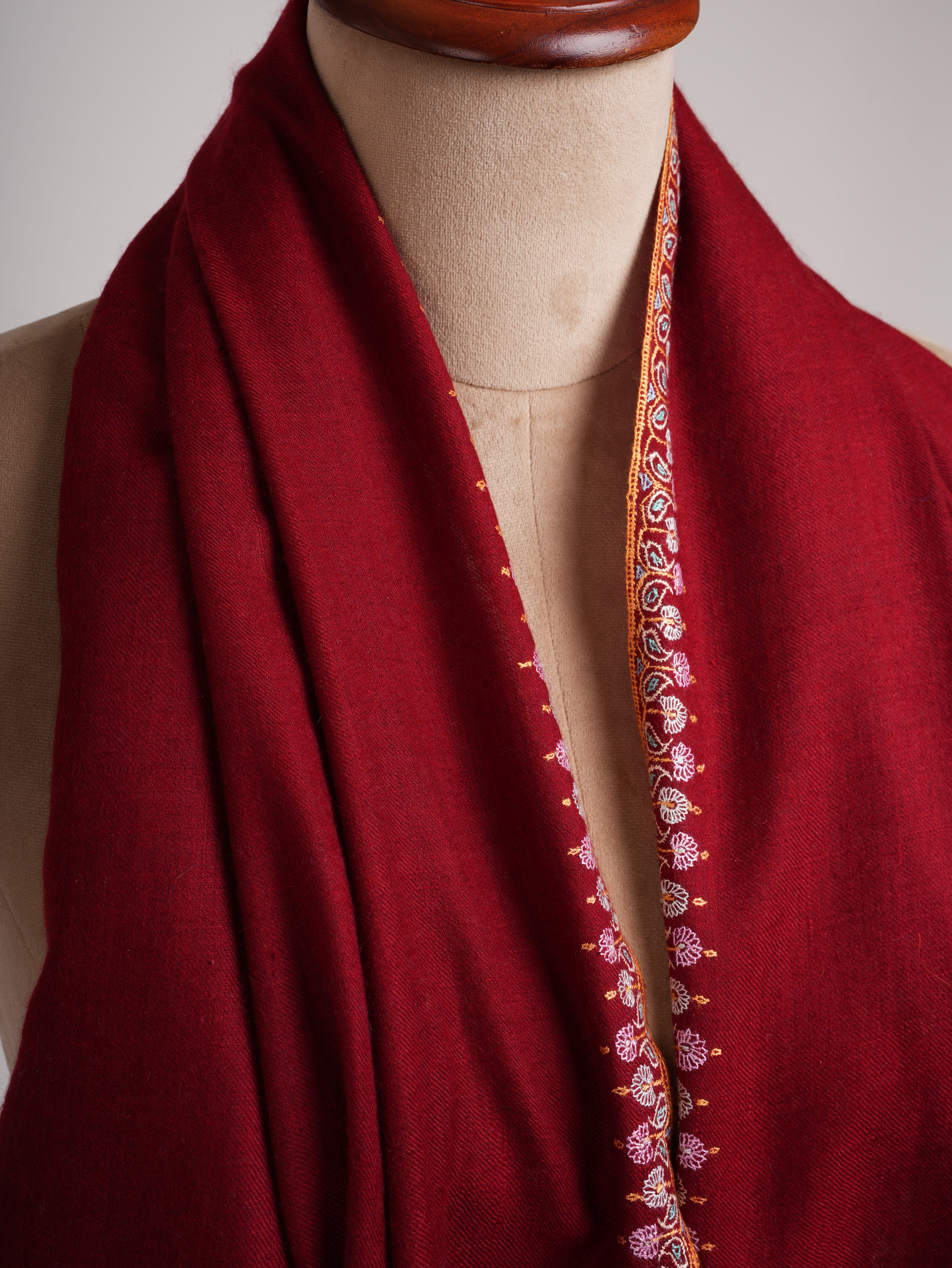 Burgundy Pashmina Shawl with Contrasting Palla
