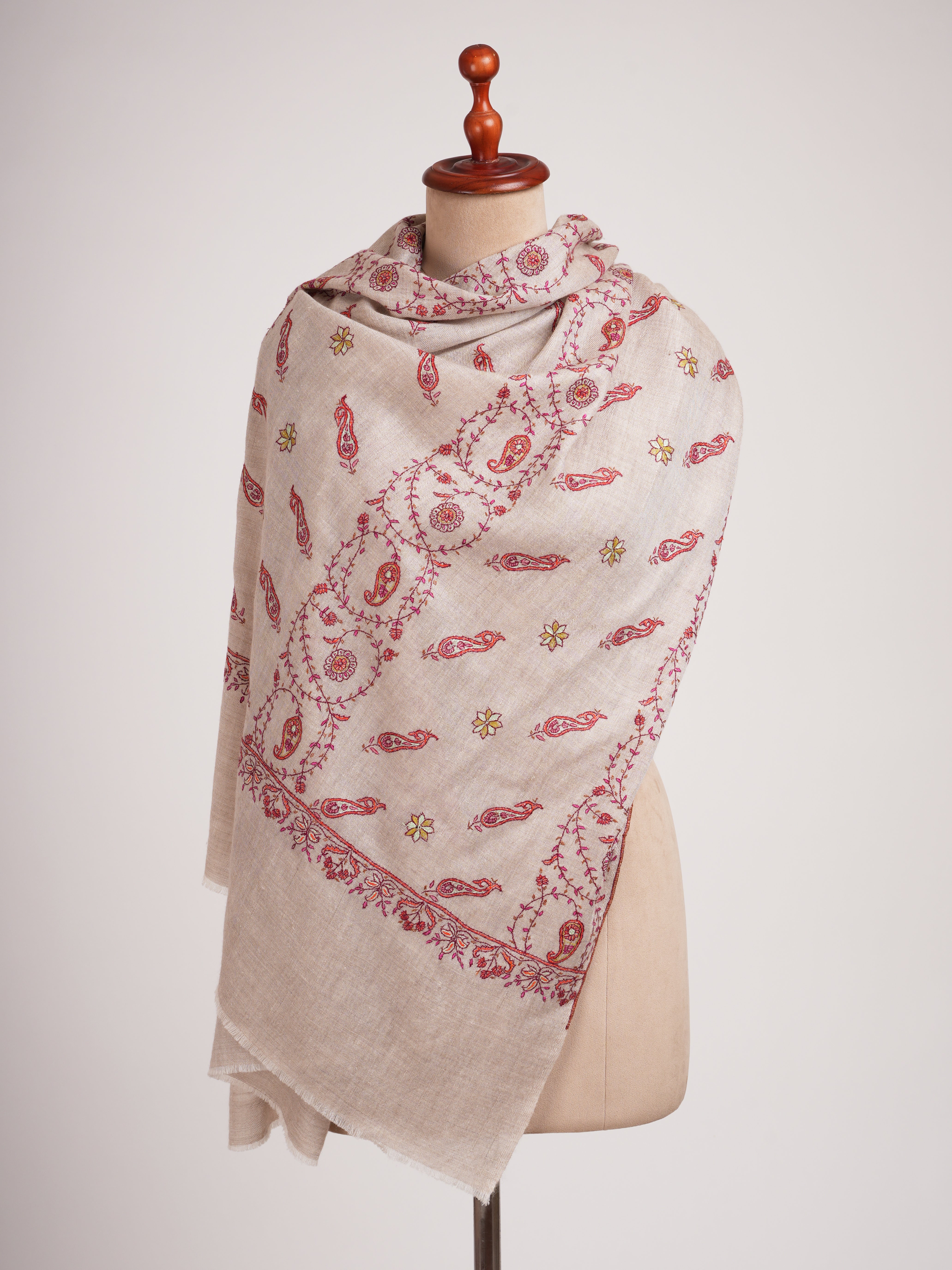 Buteh Khatras Hand Embroidered Pure Cashmere Wrap
