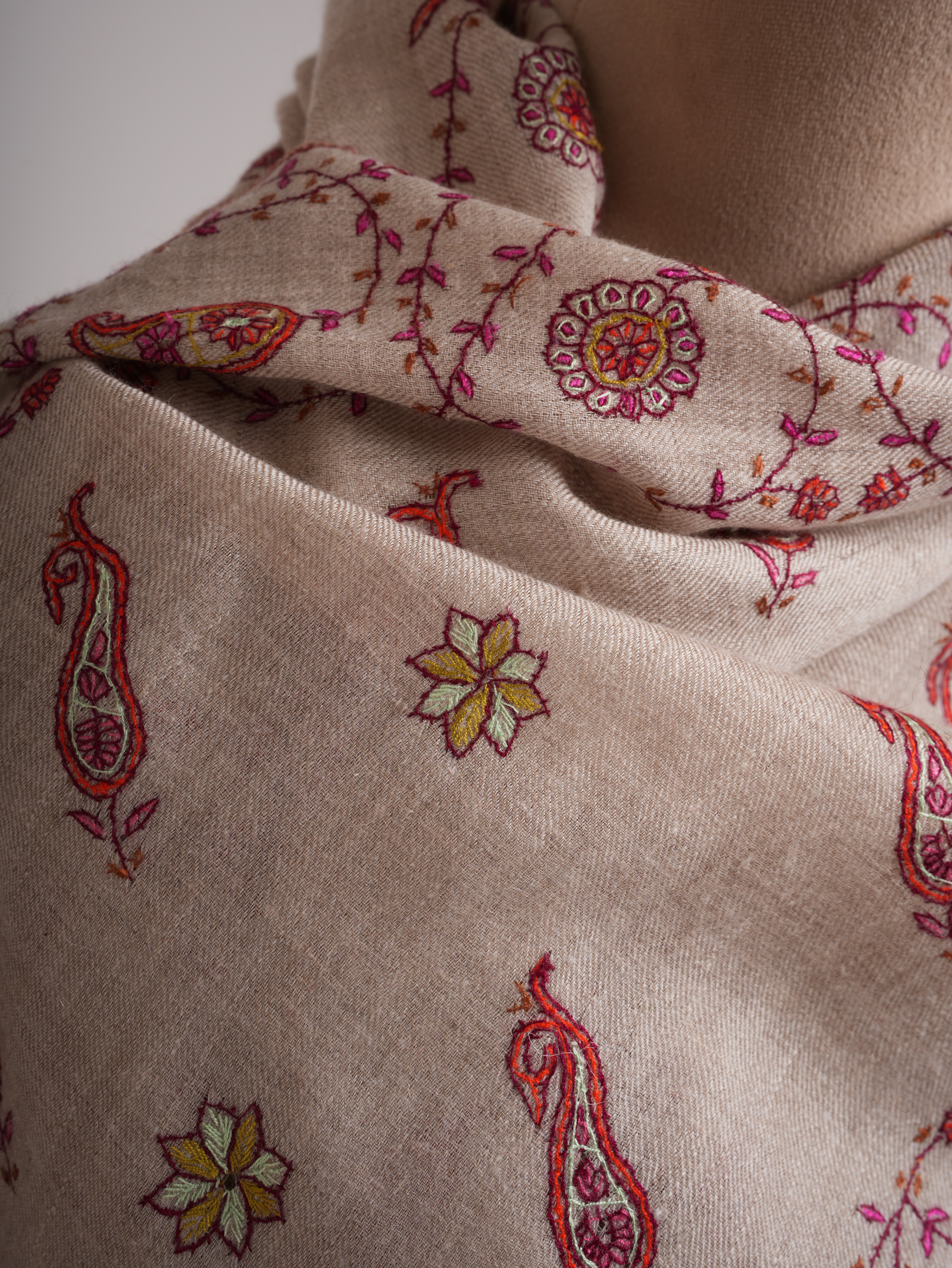 Buteh Khatras Hand Embroidered Pure Cashmere Wrap