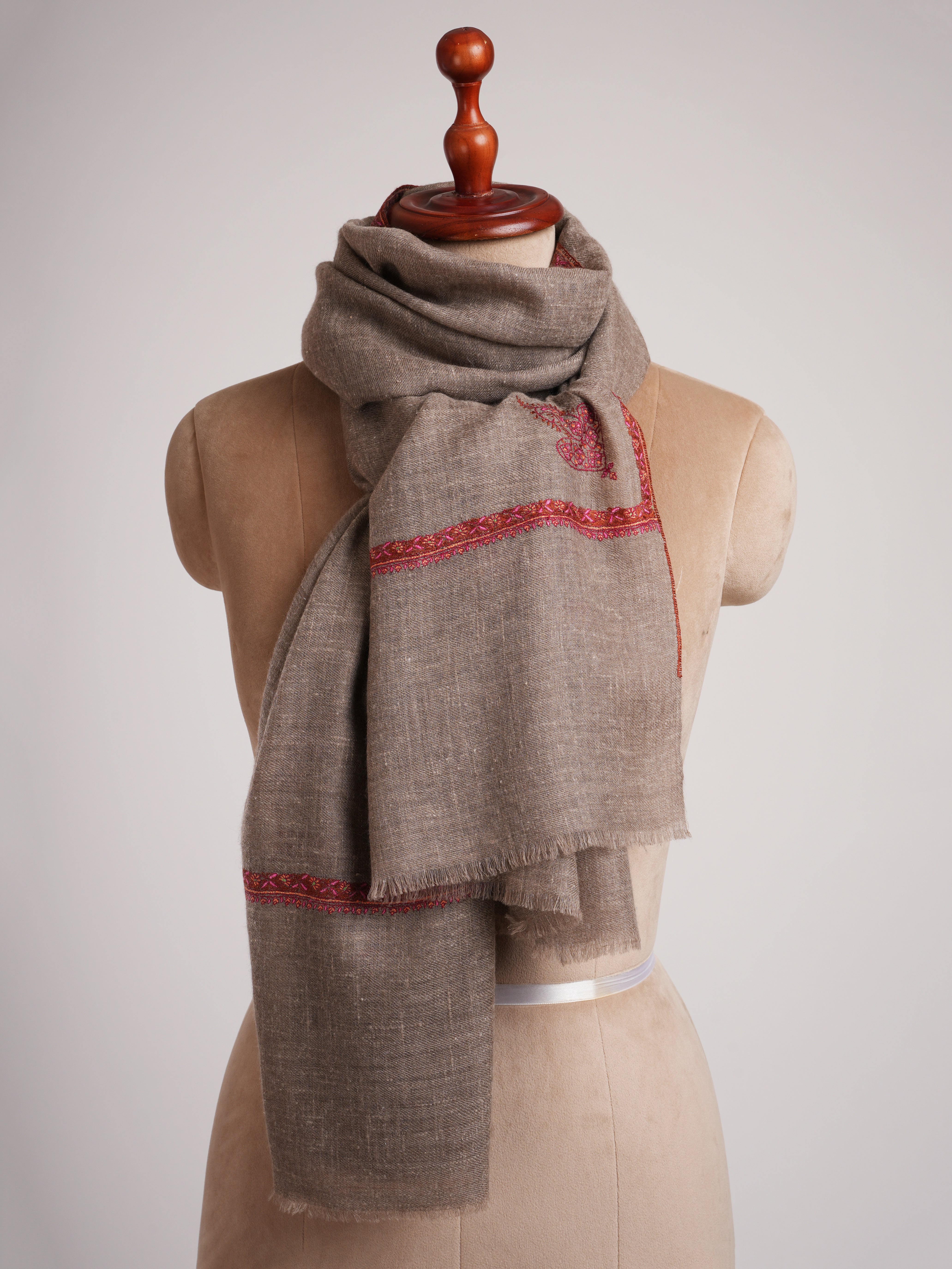 Toosh Color Bail Embroidered Cashmere Scarf