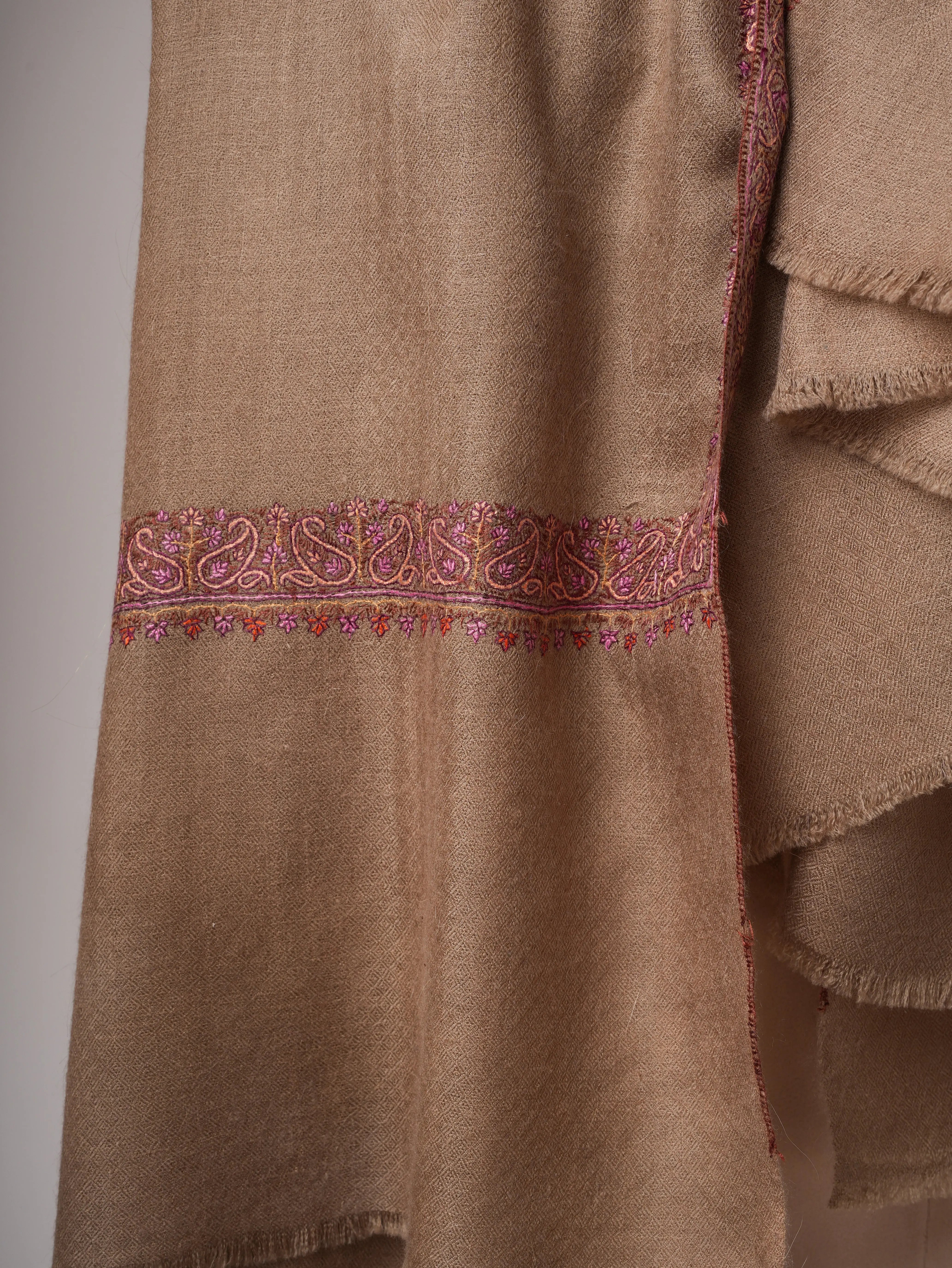 Toosh Color Hashia Embroidered Kashmiri Pashmina Shawl – Classic Handwoven Luxury Shahkaar