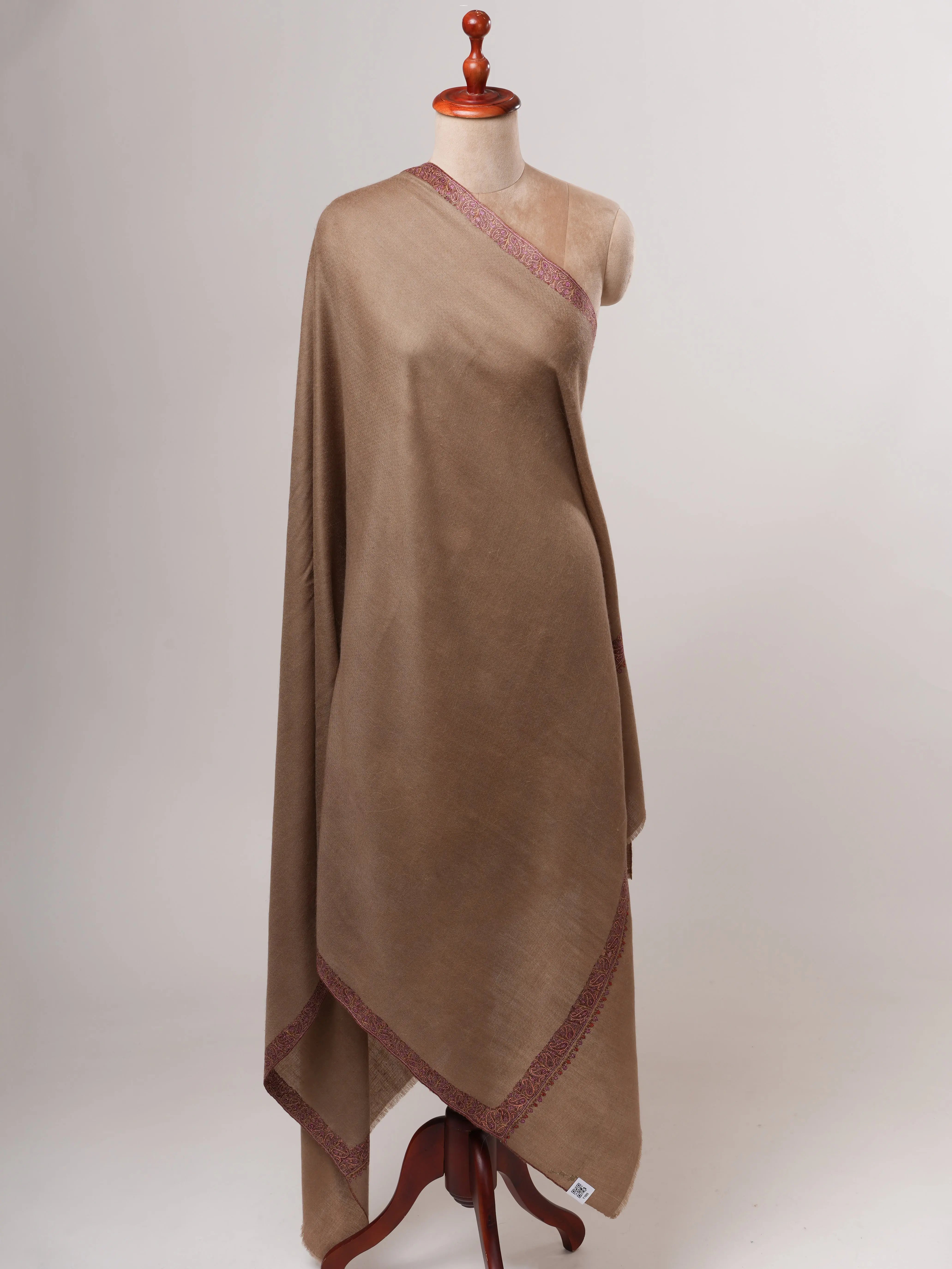 Toosh Color Hashia Embroidered Kashmiri Pashmina Shawl – Classic Handwoven Luxury Shahkaar