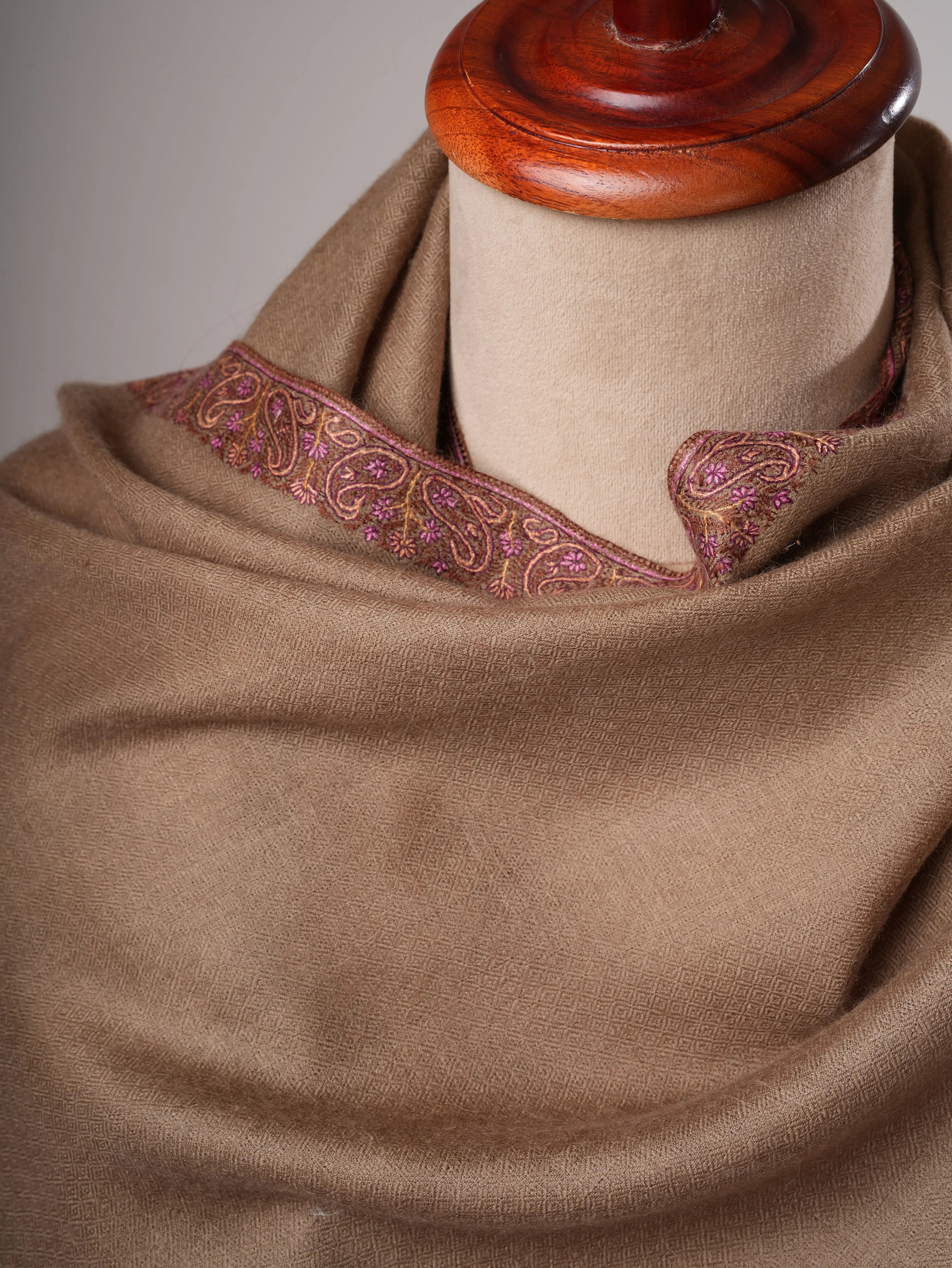 Toosh Color Hashia Embroidered Kashmiri Pashmina Shawl – Classic Handwoven Luxury Shahkaar
