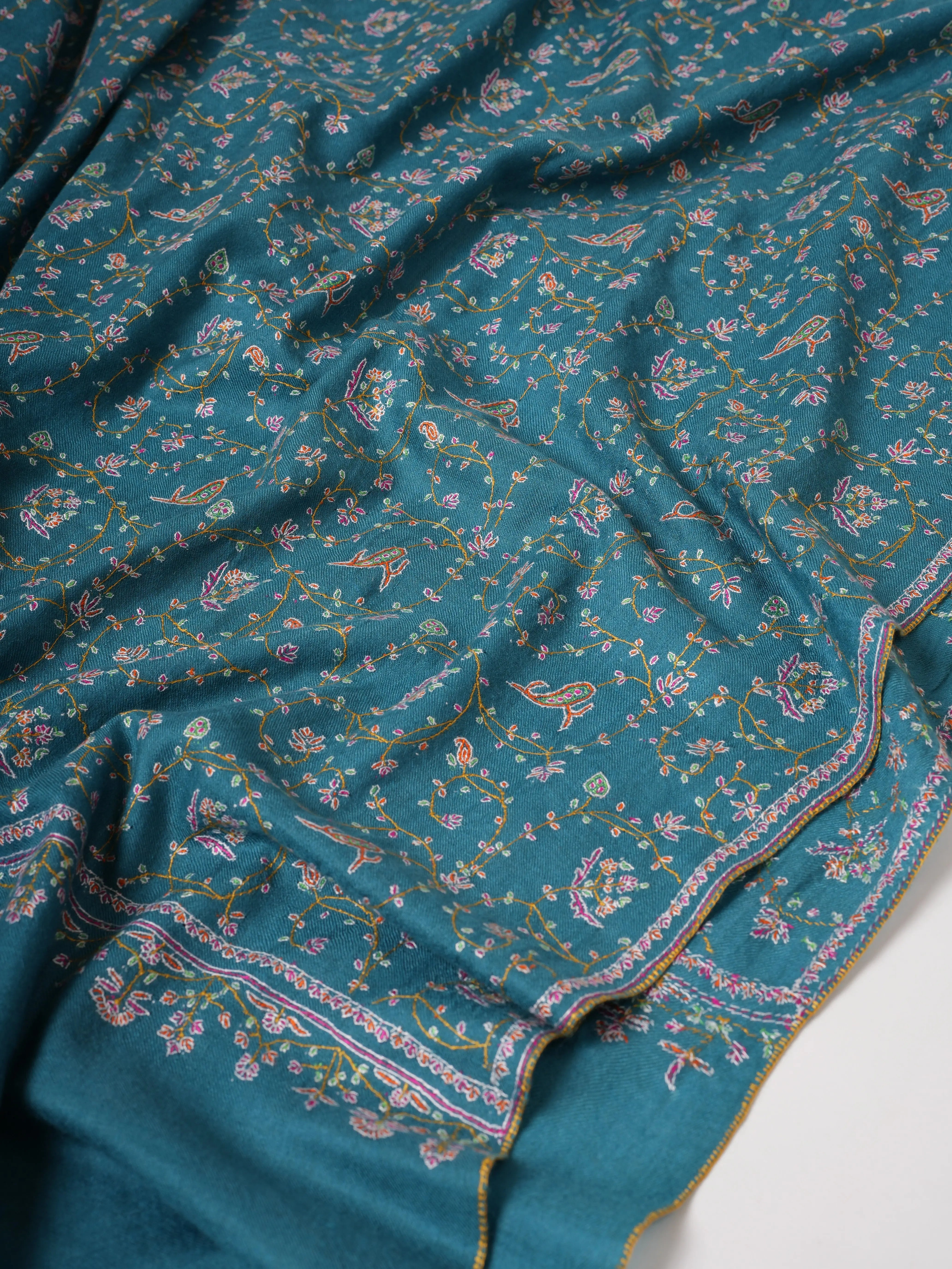 Authentic Kashmiri Pashmina Shawl with Detailed Hand Embroidery Shahkaar