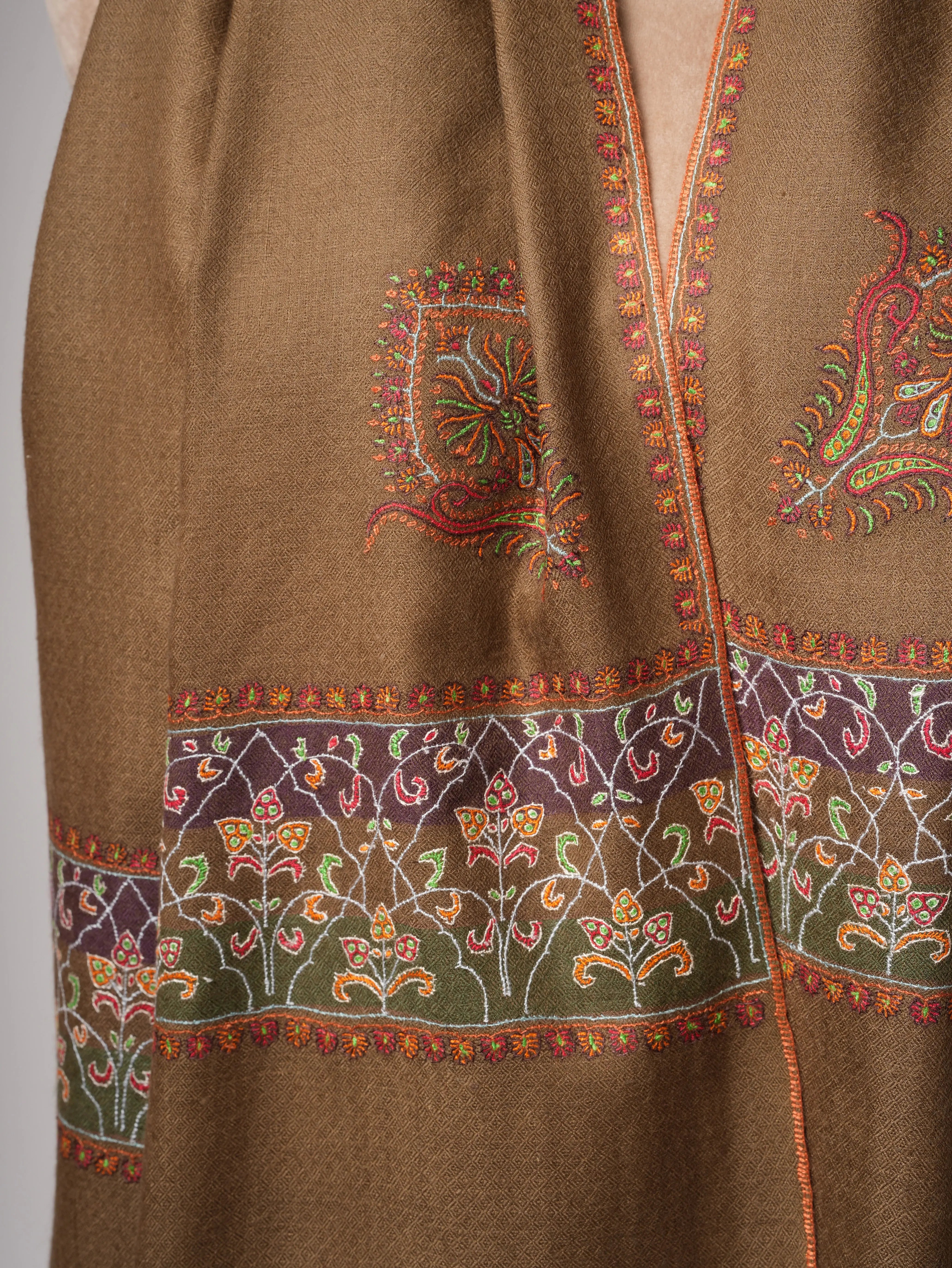 Toosh Color Pashmina Shawl – Hand Embroidered Palla Design Shahkaar