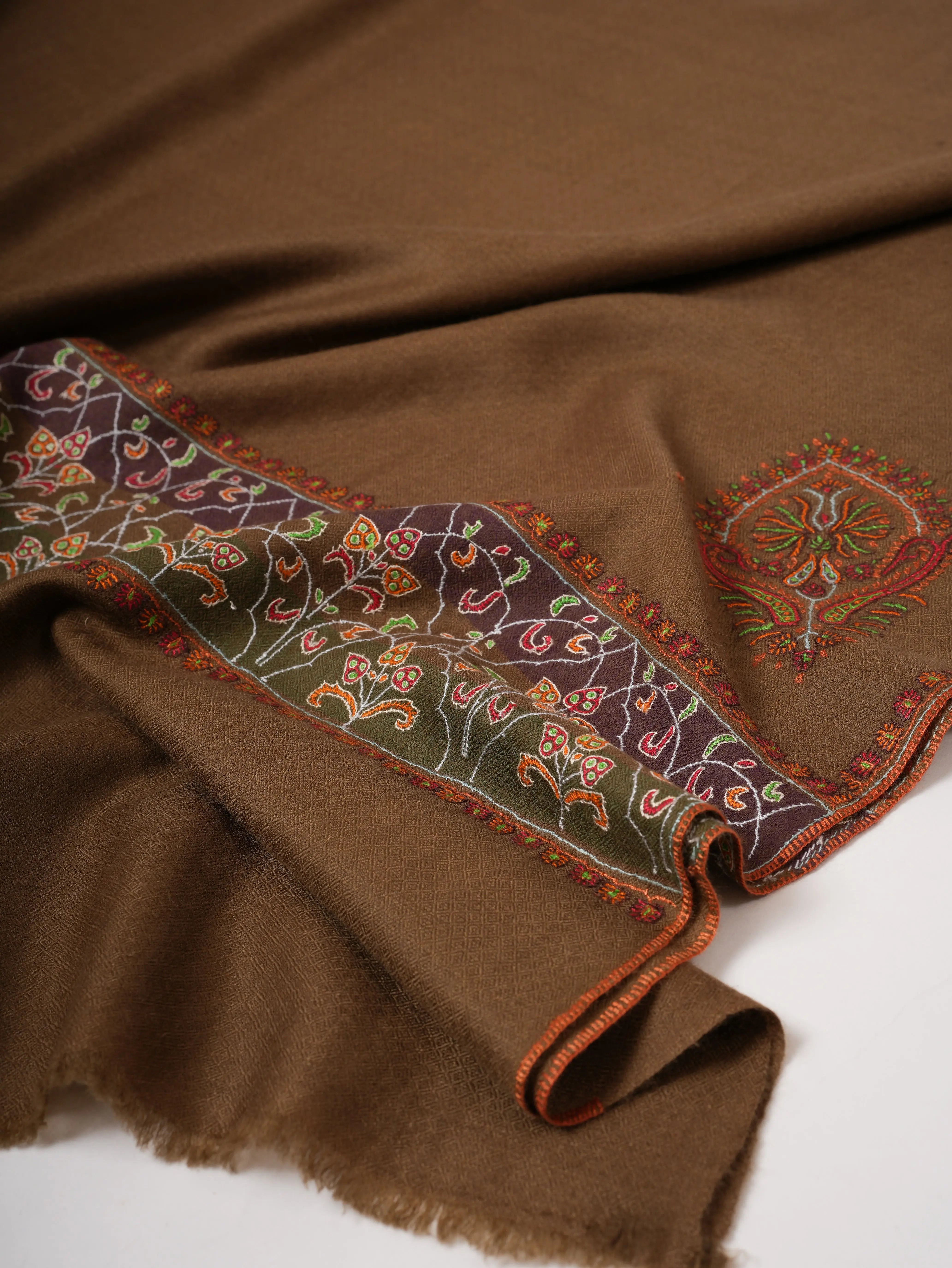 Toosh Color Pashmina Shawl – Hand Embroidered Palla Design Shahkaar
