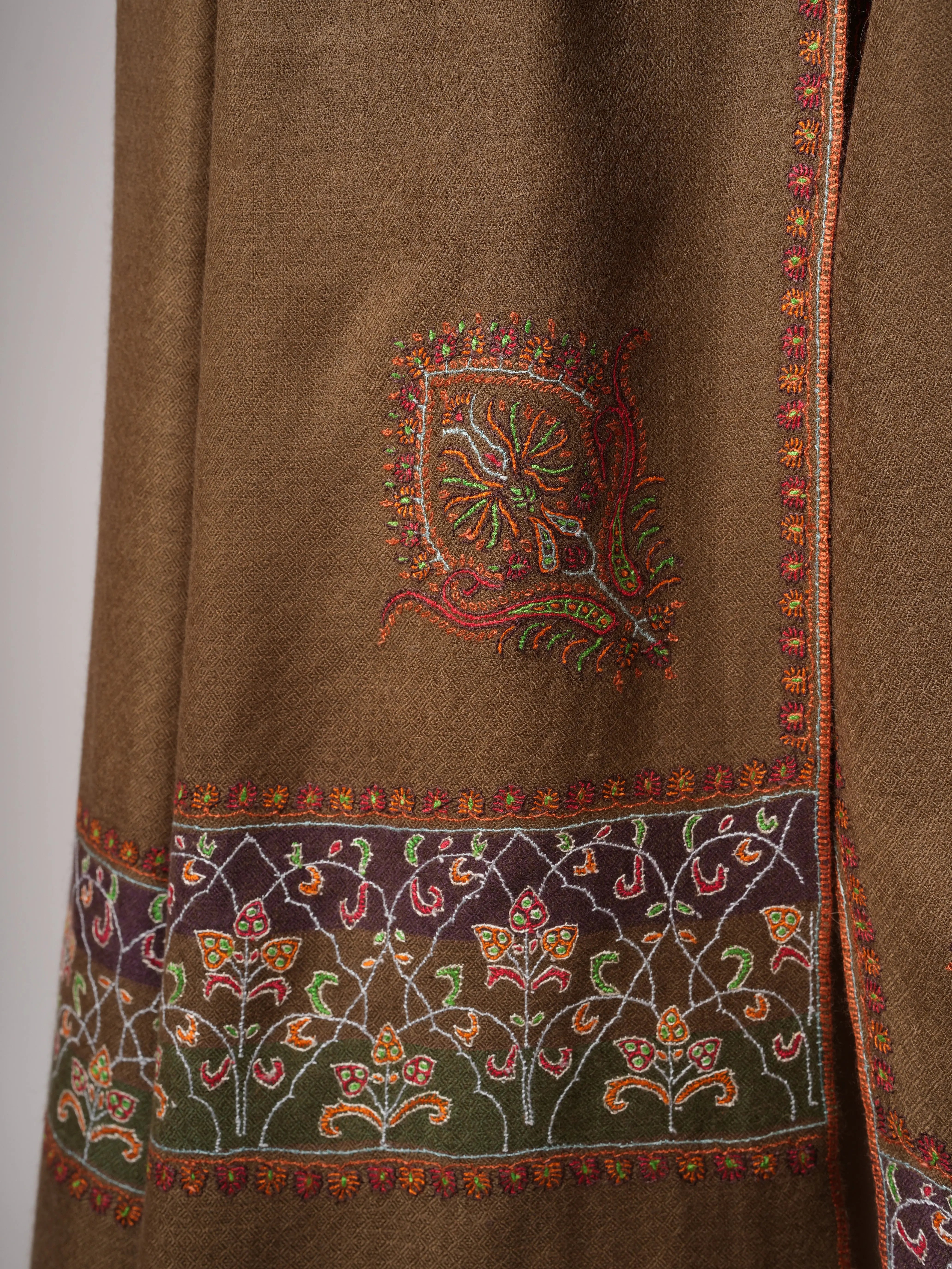 Toosh Color Pashmina Shawl – Hand Embroidered Palla Design Shahkaar