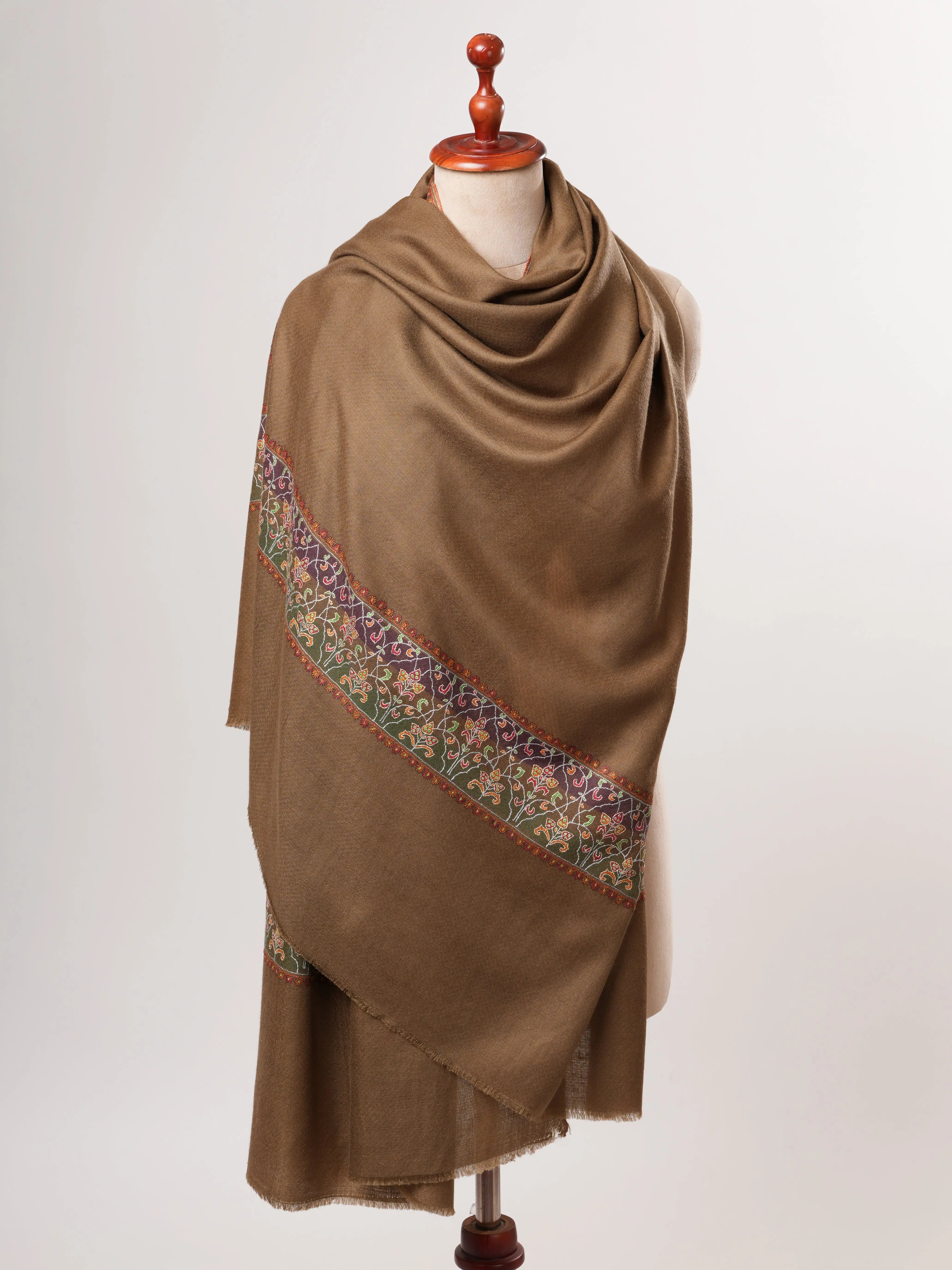 Toosh Color Pashmina Shawl – Hand Embroidered Palla Design Shahkaar