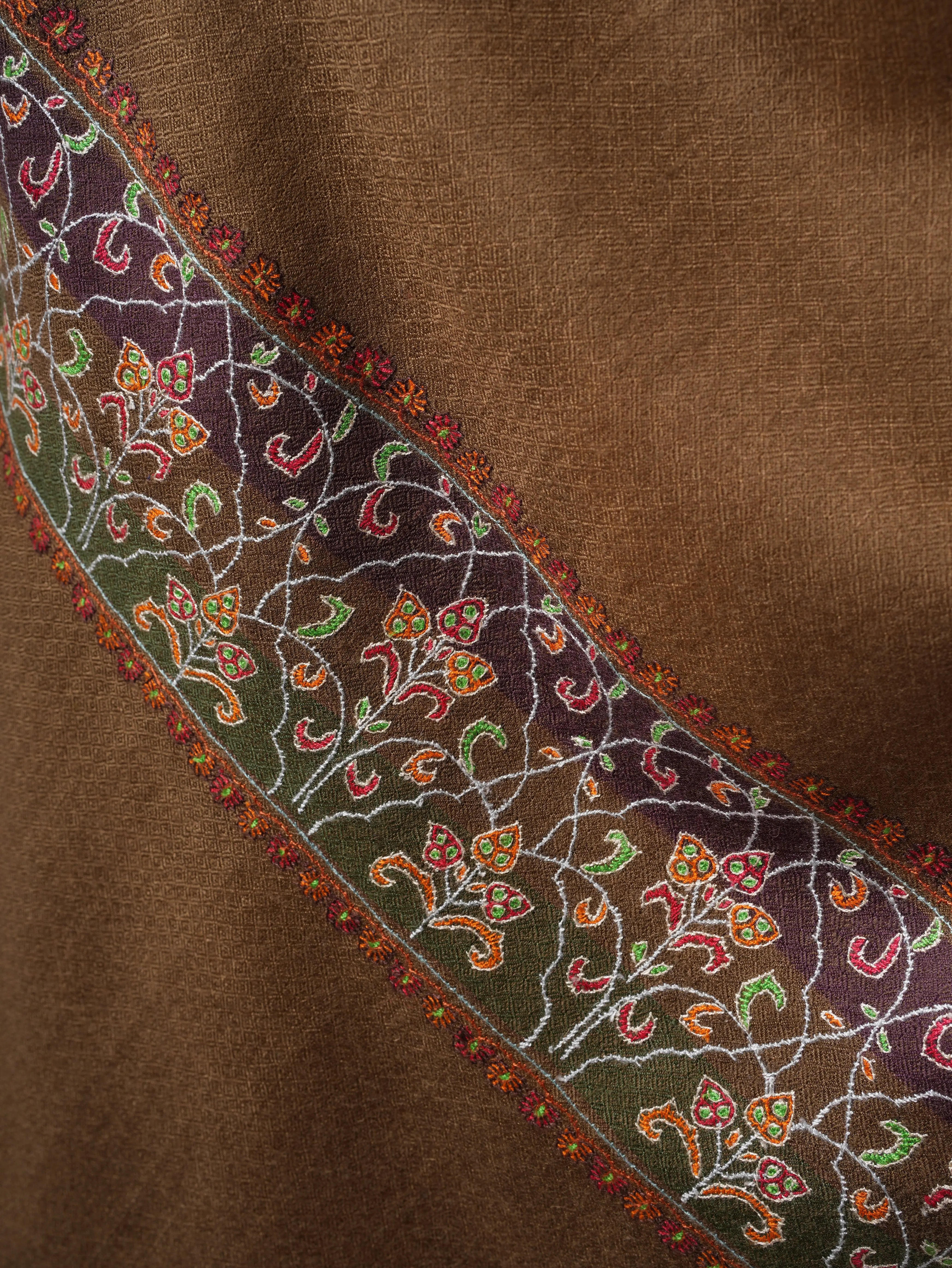 Toosh Color Pashmina Shawl – Hand Embroidered Palla Design Shahkaar