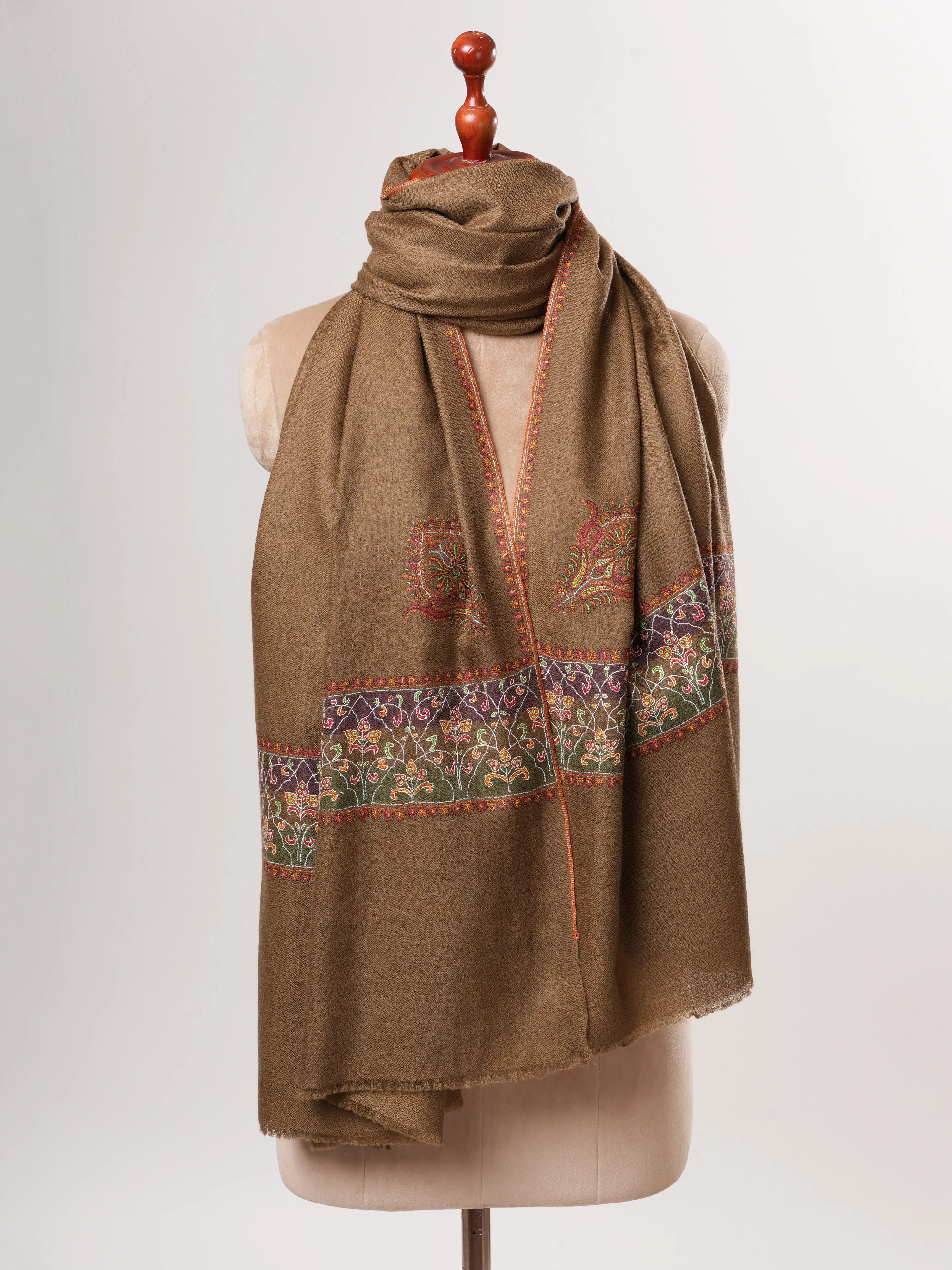 Toosh Color Pashmina Shawl – Hand Embroidered Palla Design Shahkaar