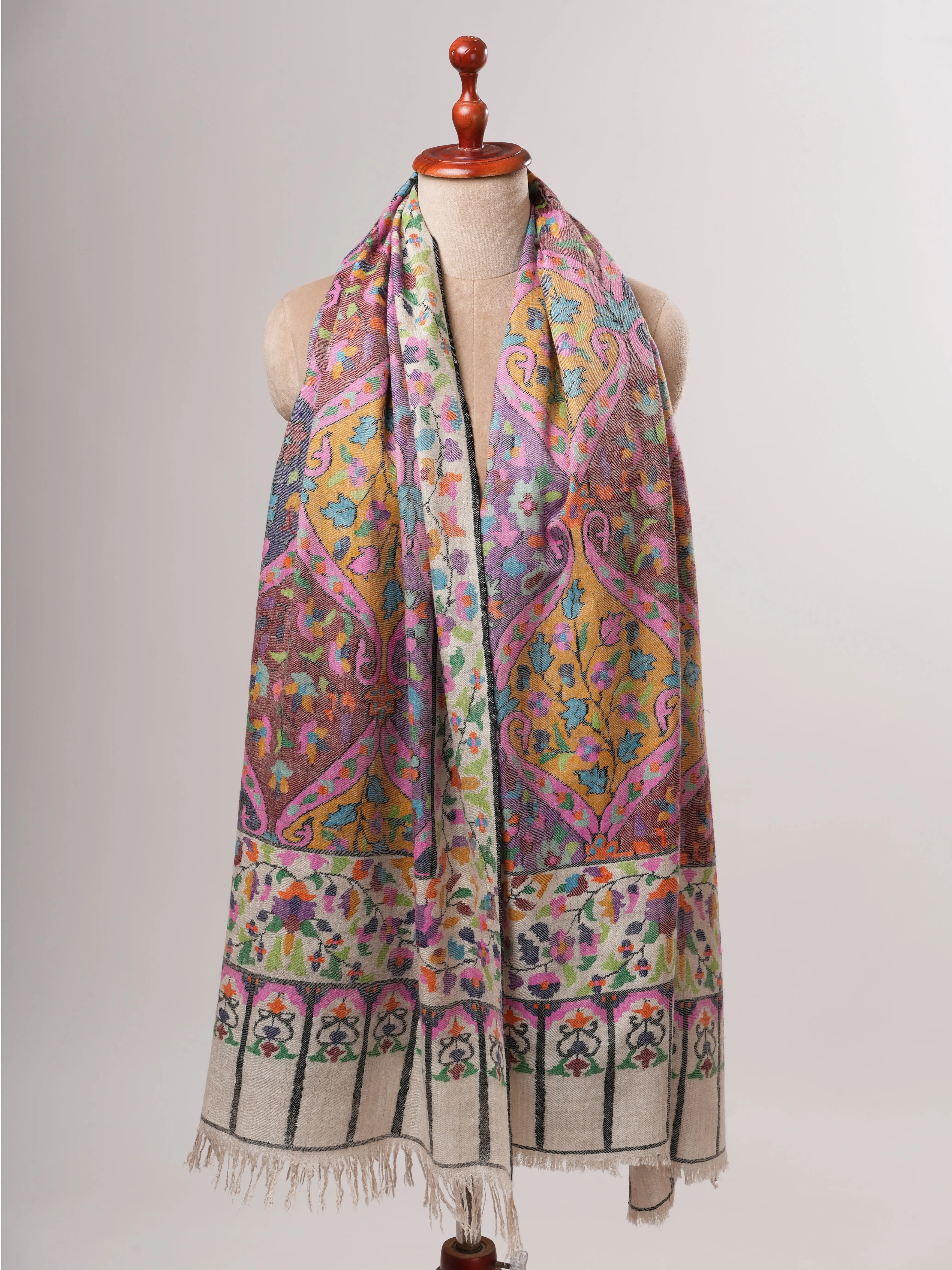 Handwoven Pure Kashmiri Kani Pashmina Shawl Shahkaar