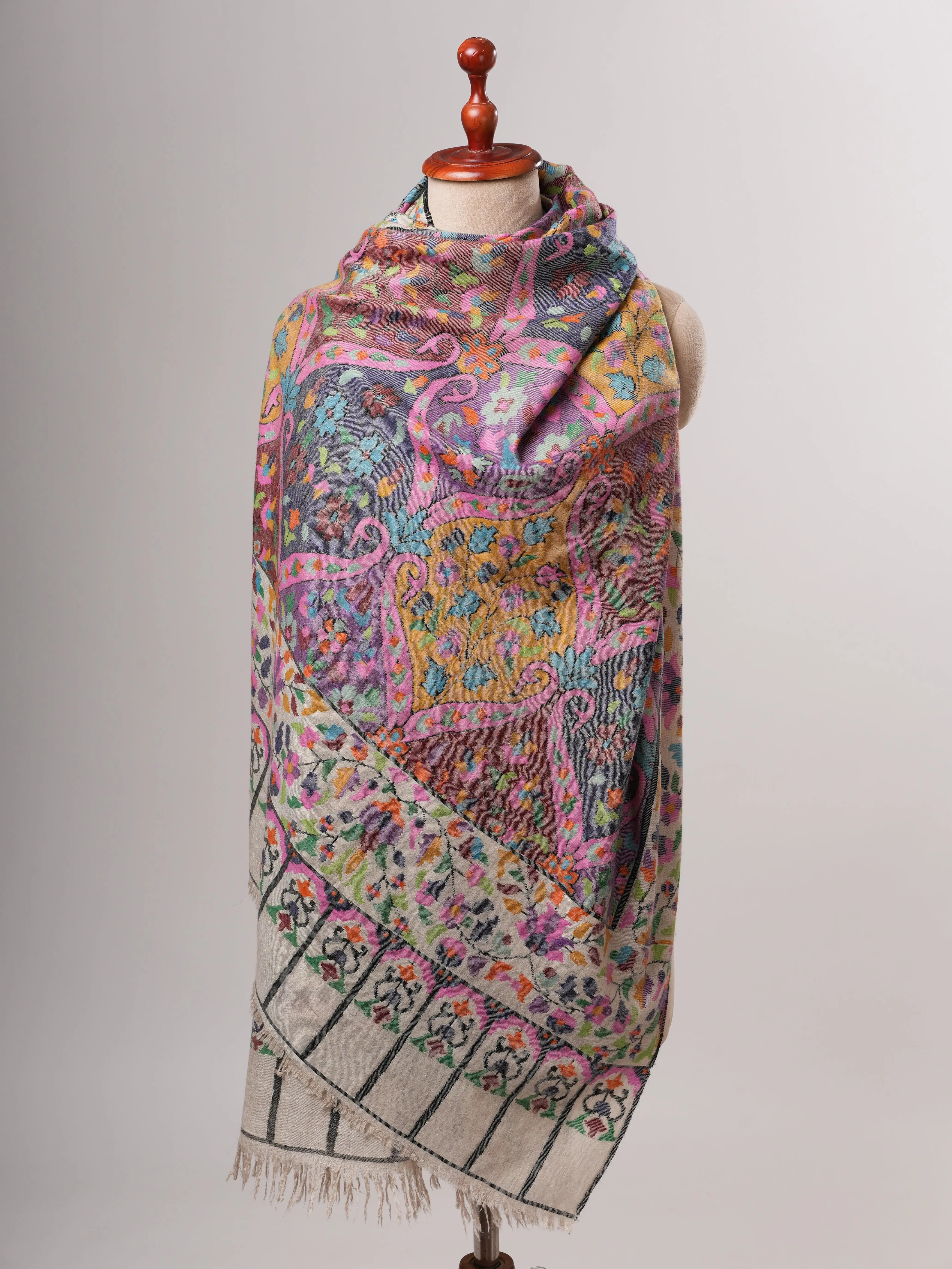 Handwoven Pure Kashmiri Kani Pashmina Shawl Shahkaar