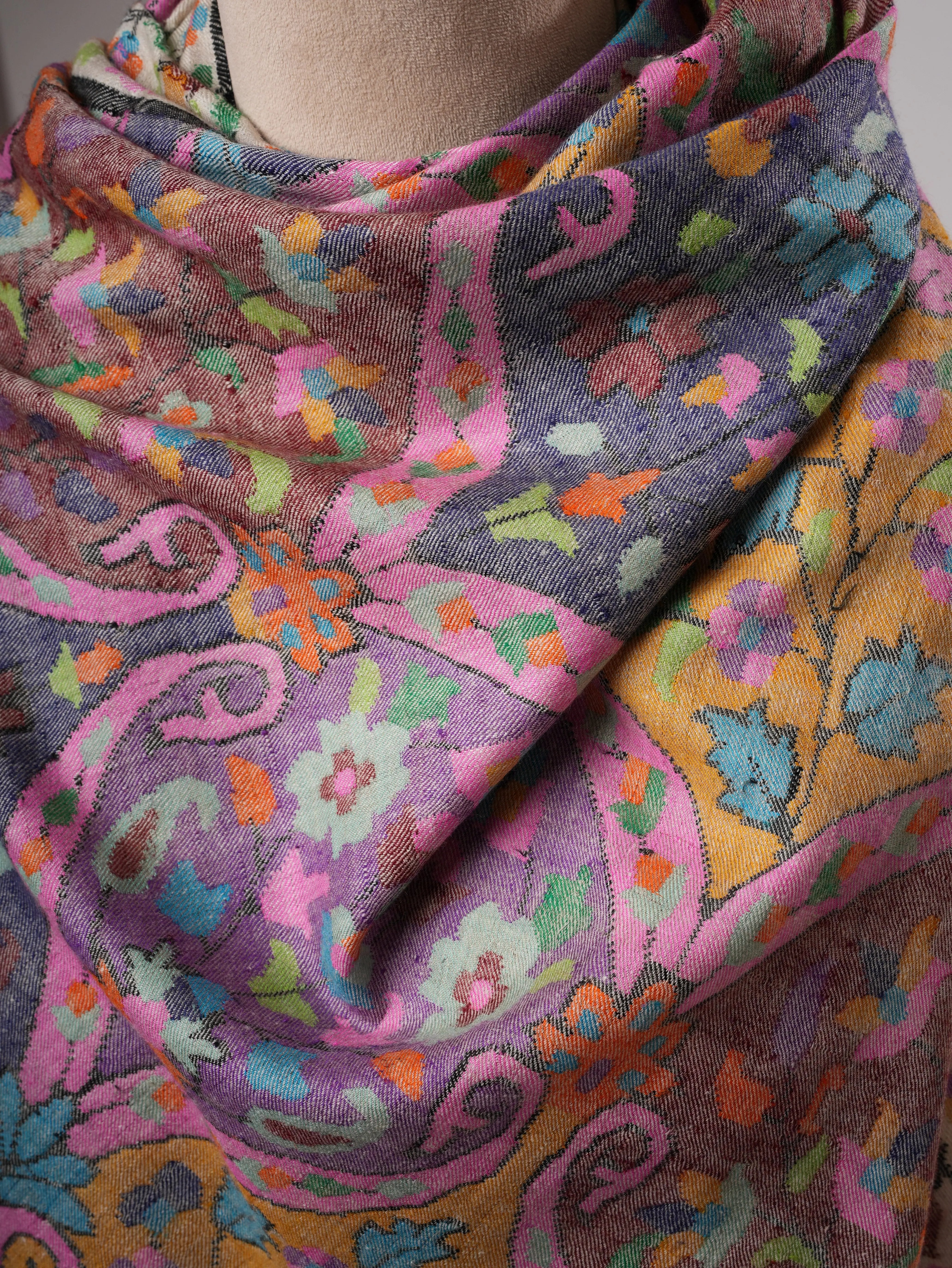 Handwoven Pure Kashmiri Kani Pashmina Shawl Shahkaar