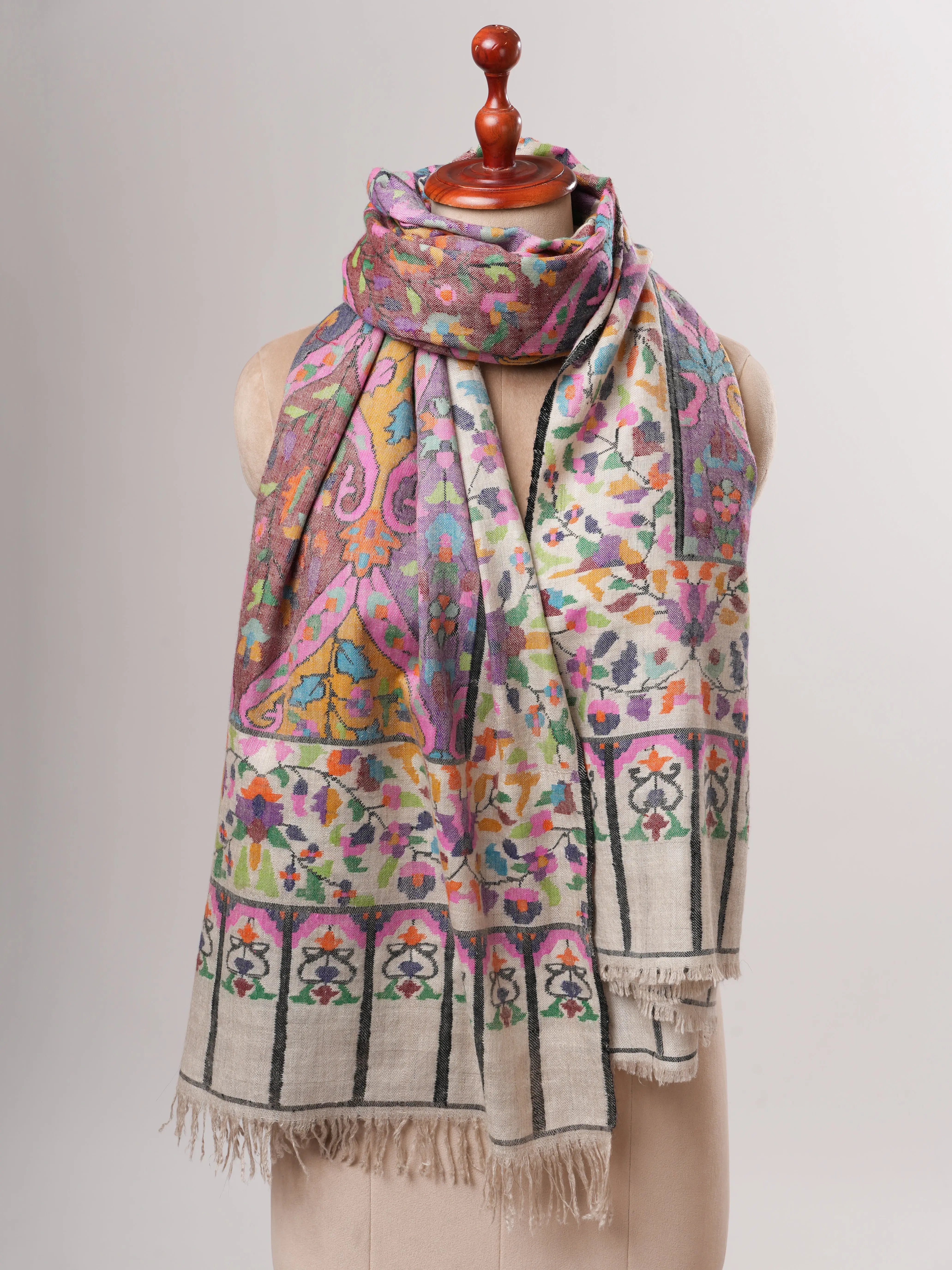 Handwoven Pure Kashmiri Kani Pashmina Shawl Shahkaar