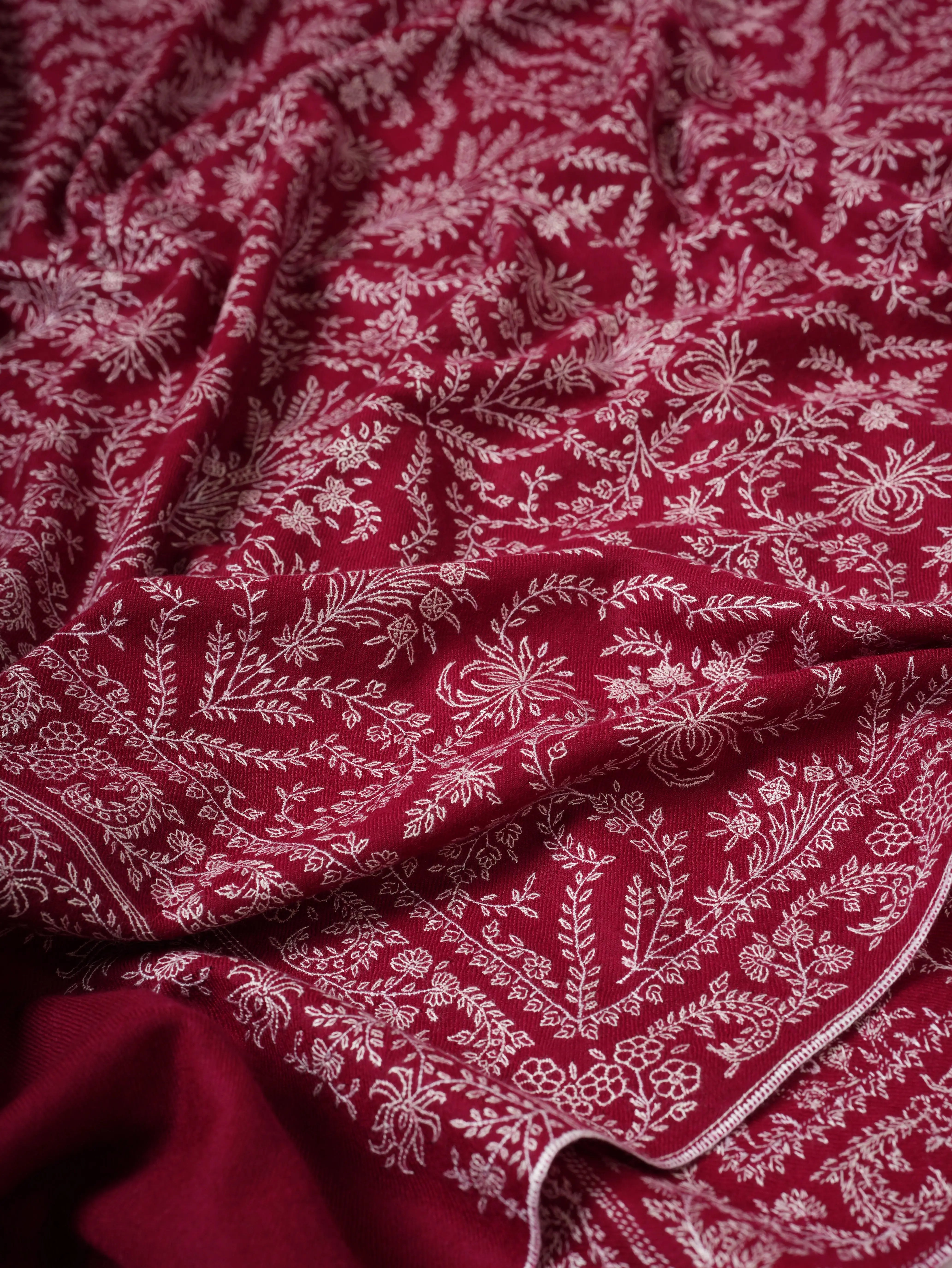 Neem Jamavar Hand Needlework Shahkaar Heirloom Pashmina Shawl Shahkaar