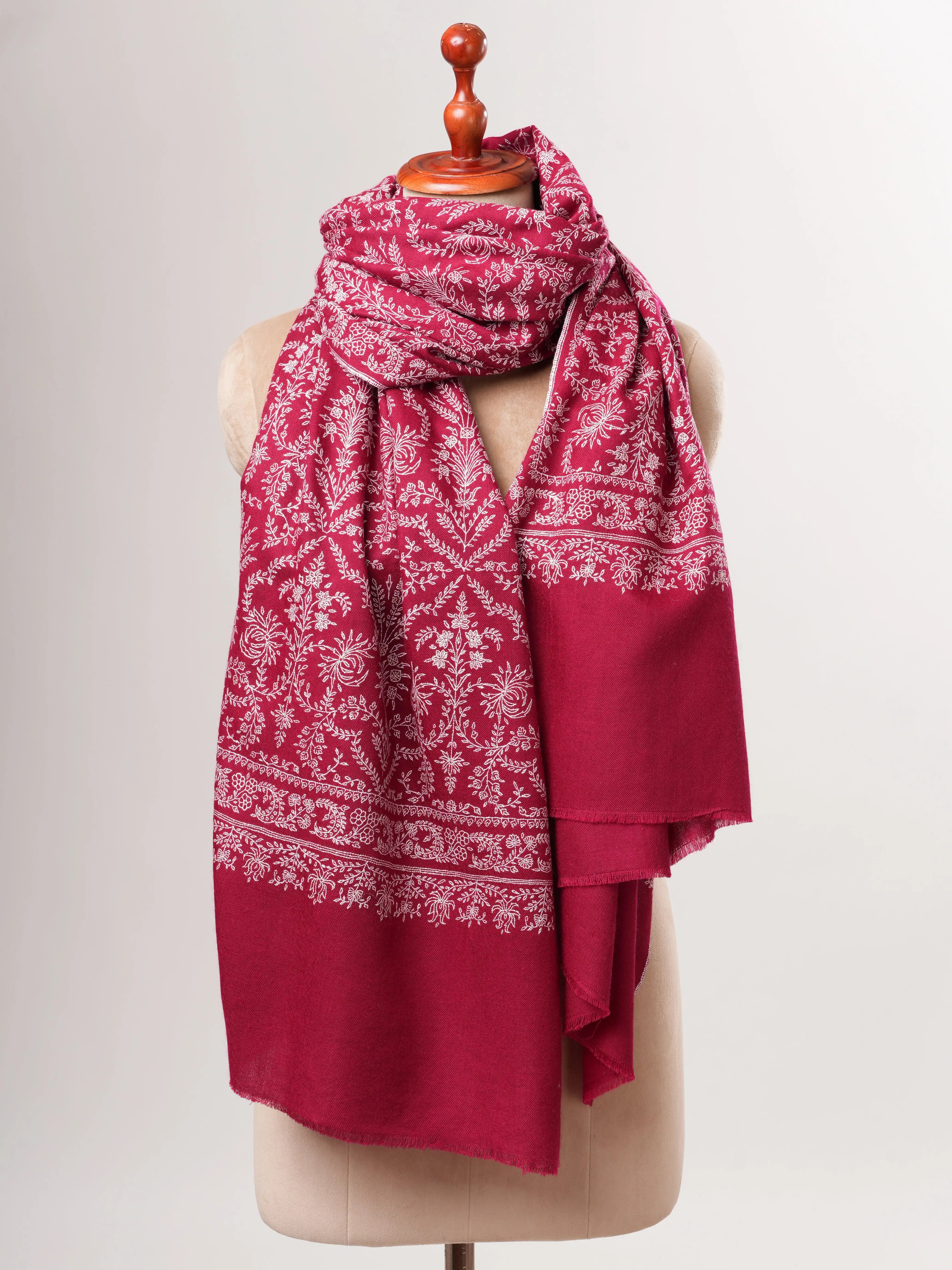 Neem Jamavar Hand Needlework Shahkaar Heirloom Pashmina Shawl Shahkaar